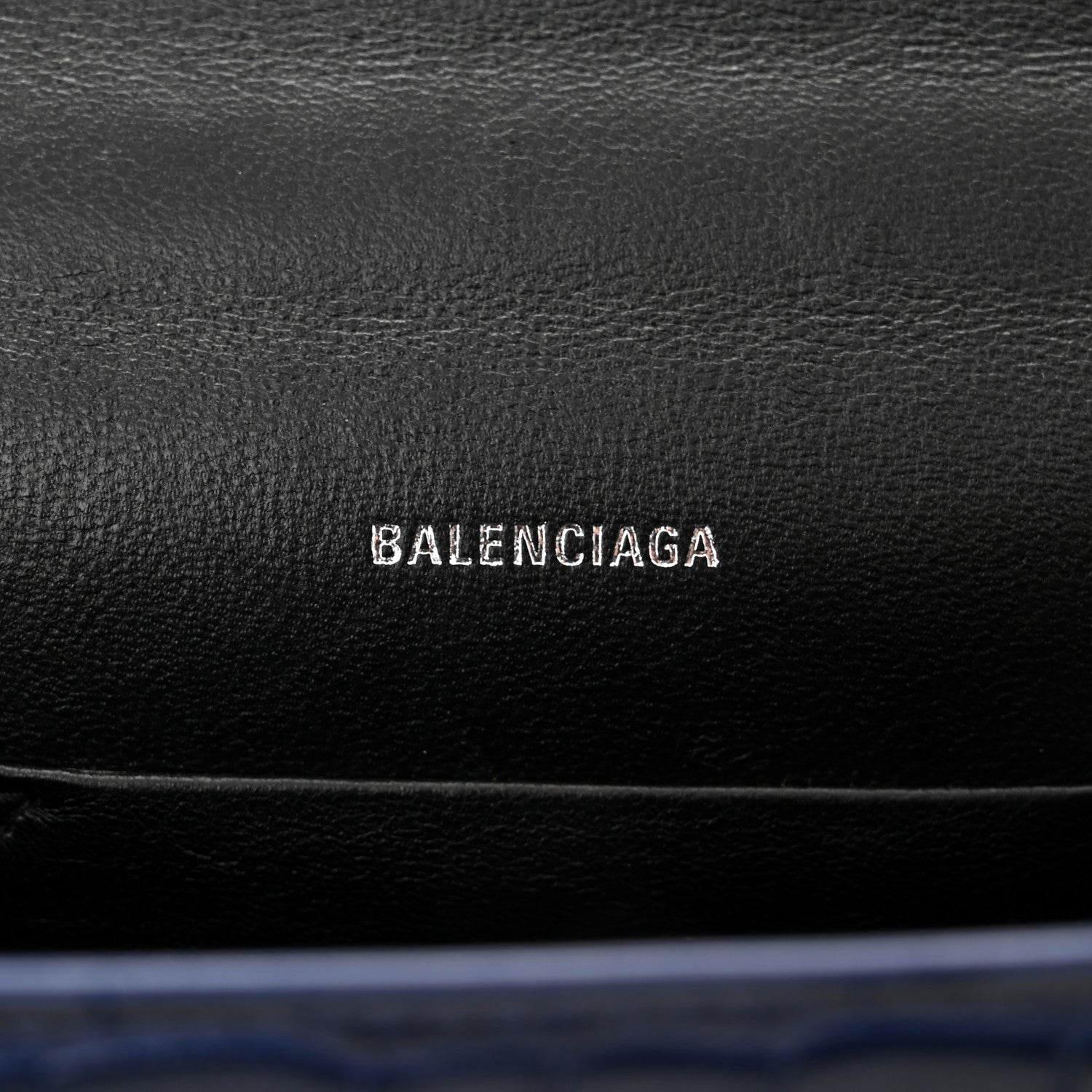 Balenciaga Shiny Calfskin Crocodile Embossed XS Sharp Top Handle Bag Navy 6 of 9