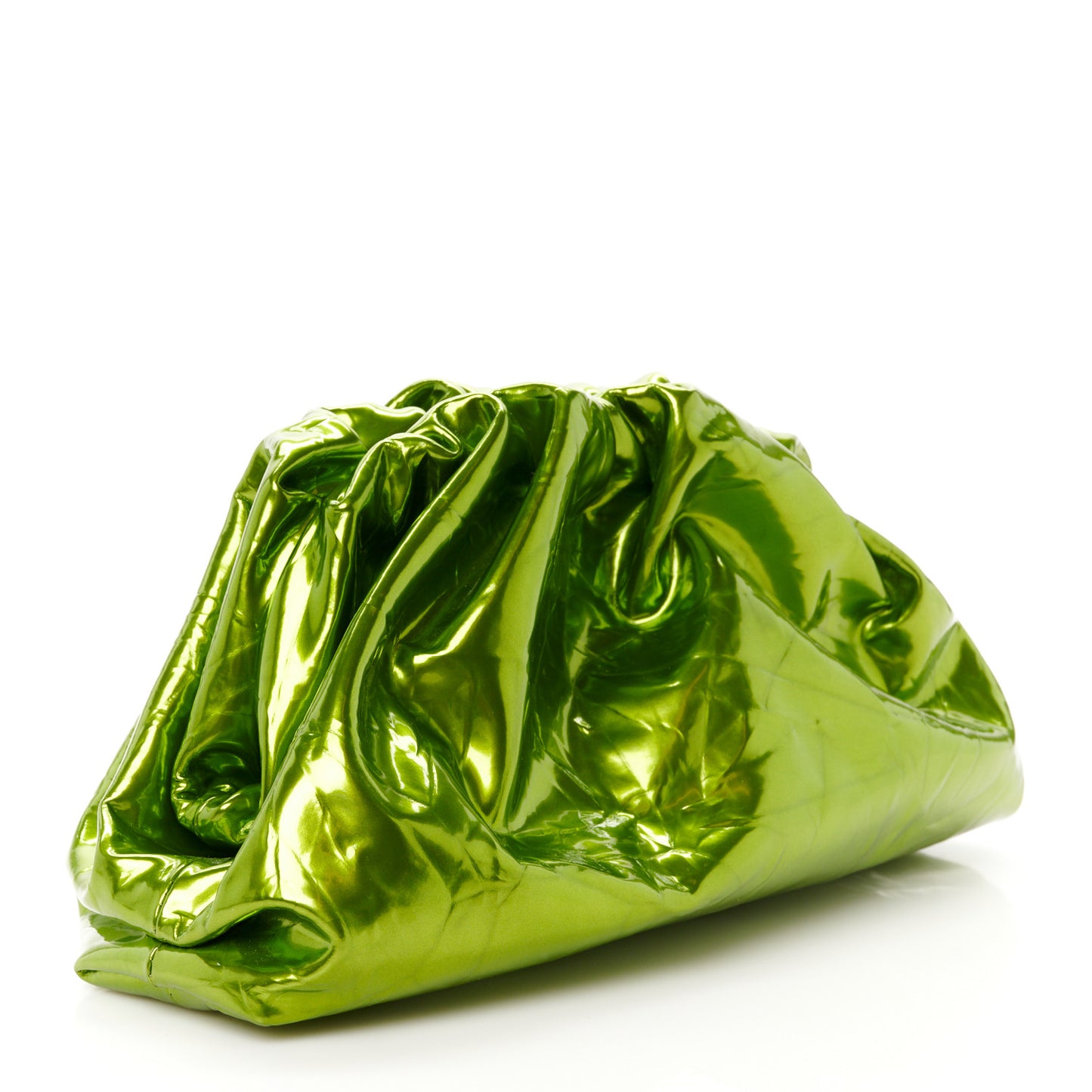 Metallic Crushed Calfskin Teen Pouch Chlorophyll