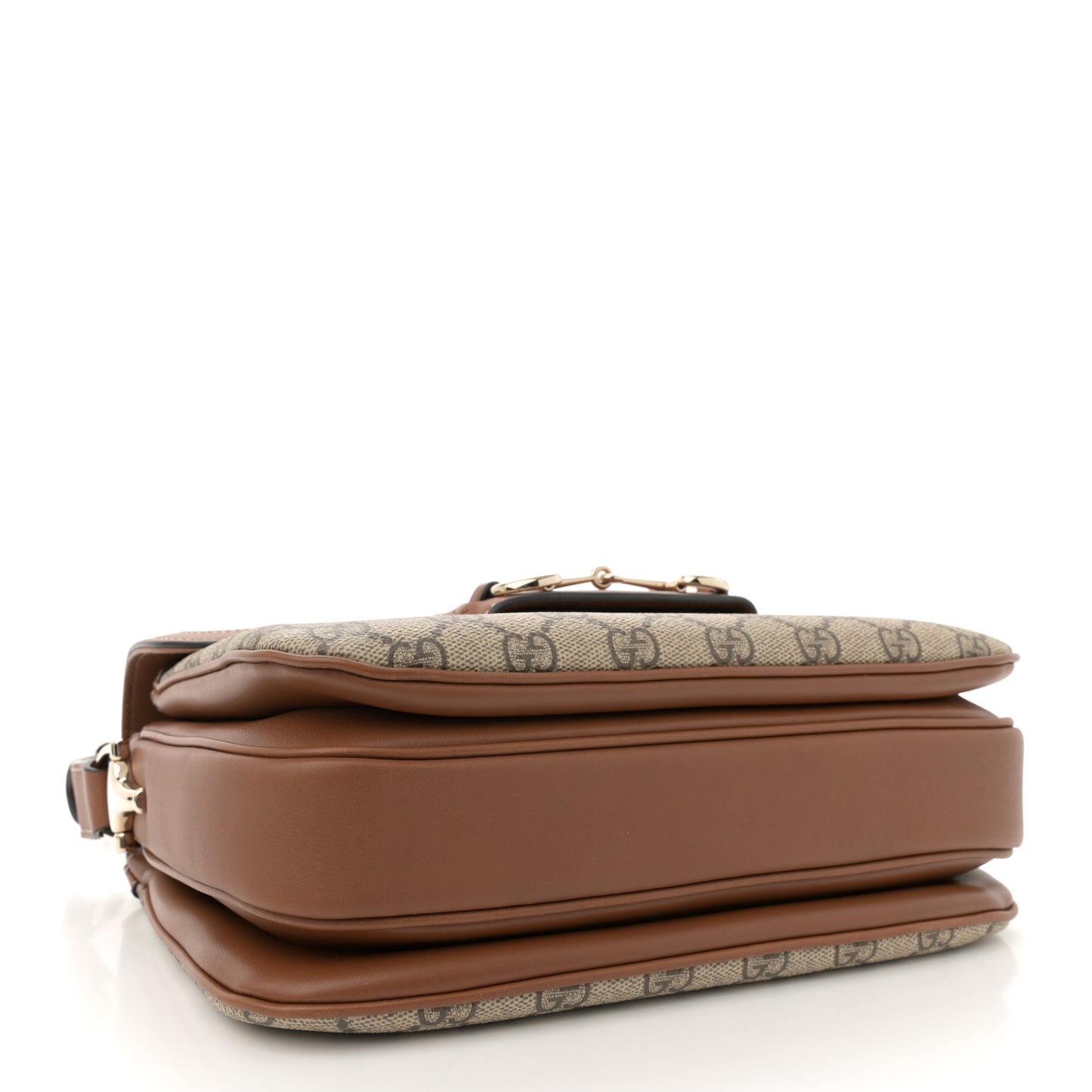 GG Supreme Monogram Horsebit 1955 Soft Small Shoulder Bag Beige Brown