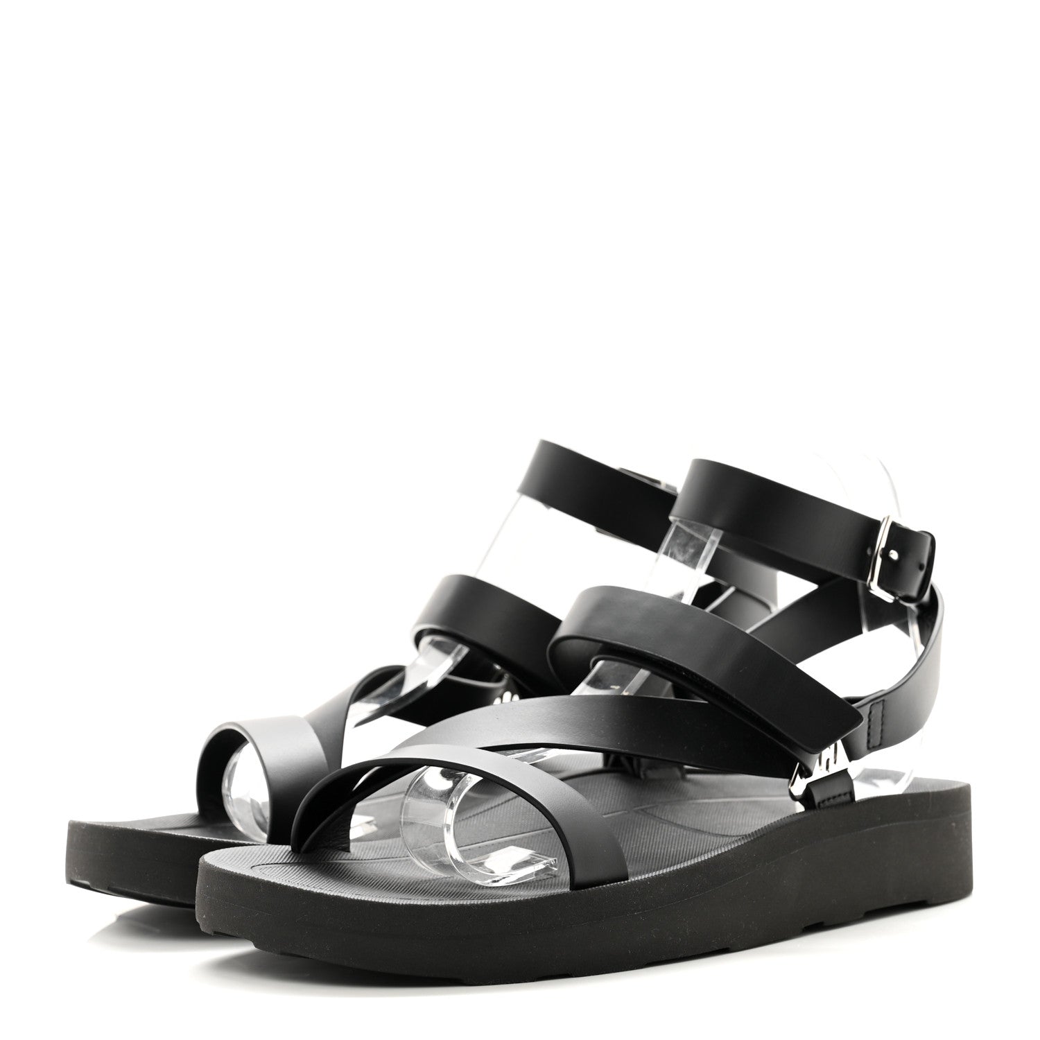 Hermes Calfskin Womens Galaxy Chypre Sandals 41 Black 3 of 8