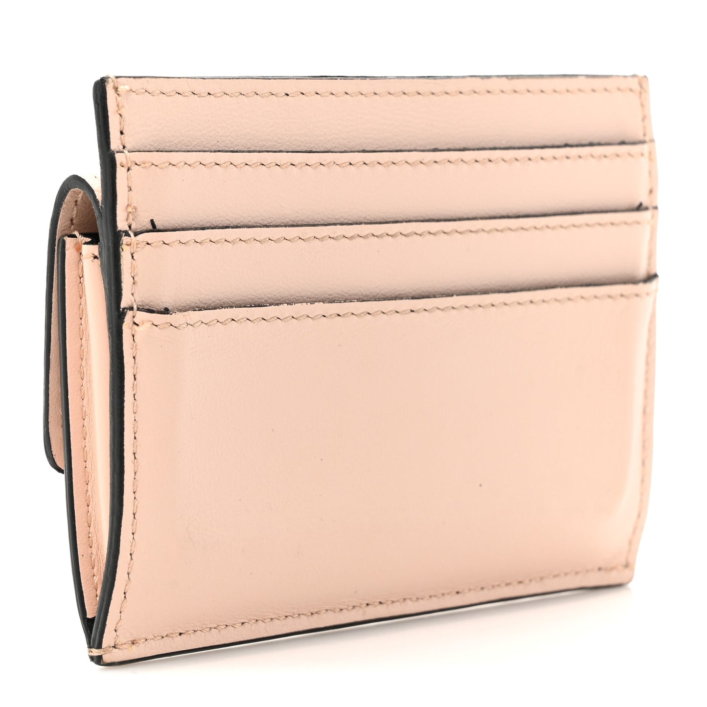 Vitello Fluffy Logo Fold Over Card Holder Wallet Rosa Quarzo Black