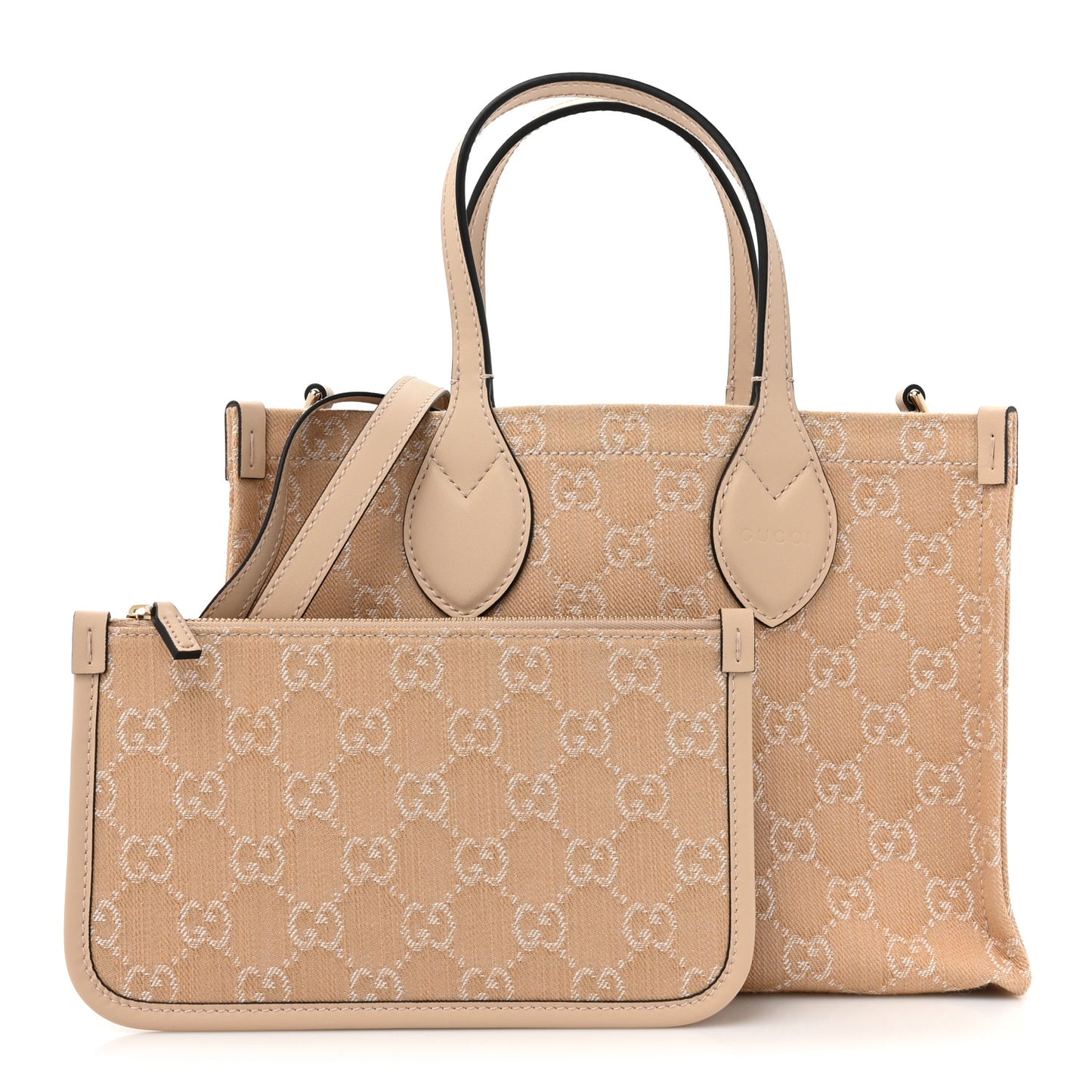 Denim Ophidia GG Monogram Tote Medium Light Beige