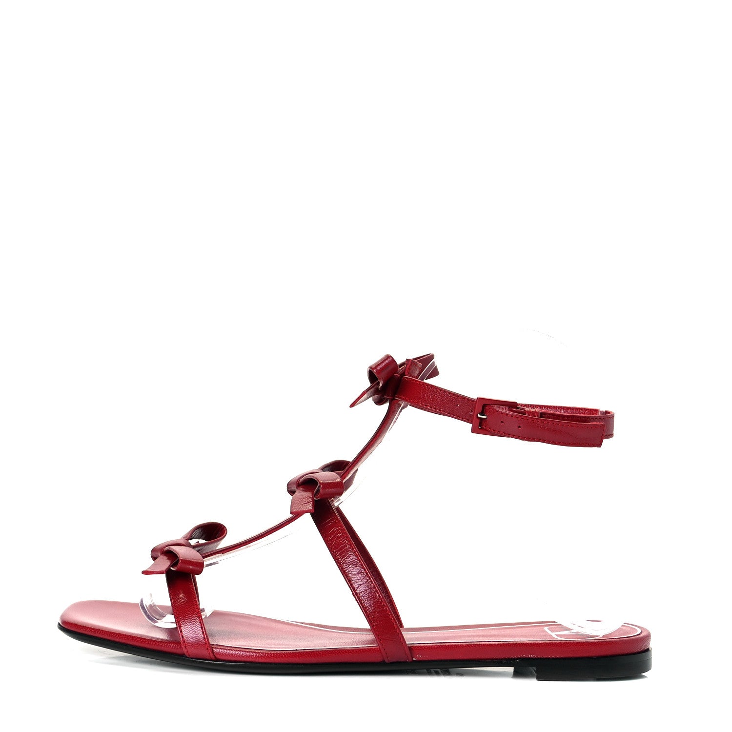 Valentino Garavani Nappa French Bow Sandals 36.5 Rosso Valentino 1 of 7