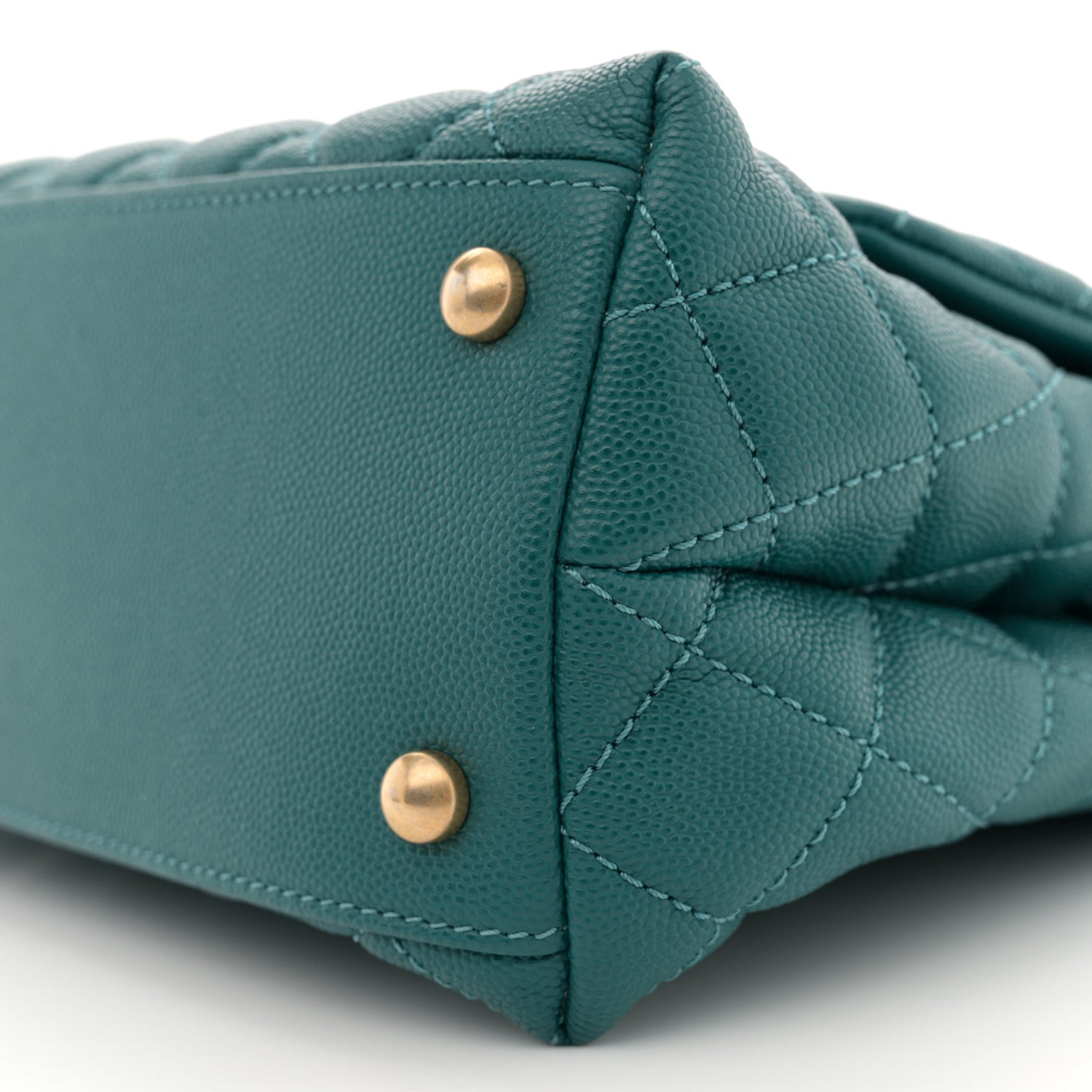 Caviar Quilted Small Coco Handle Flap Dark Turquoise