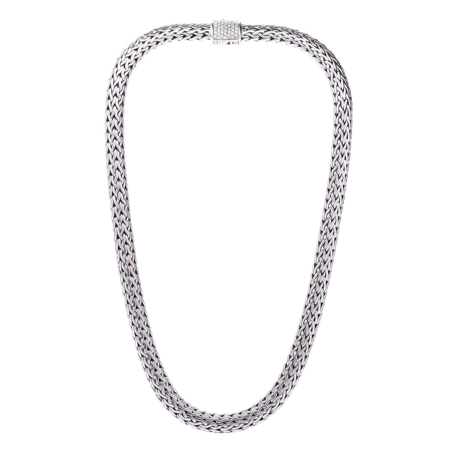 Sterling Silver 18K Yellow Gold 7.5mm Diamond Classic Chain Necklace