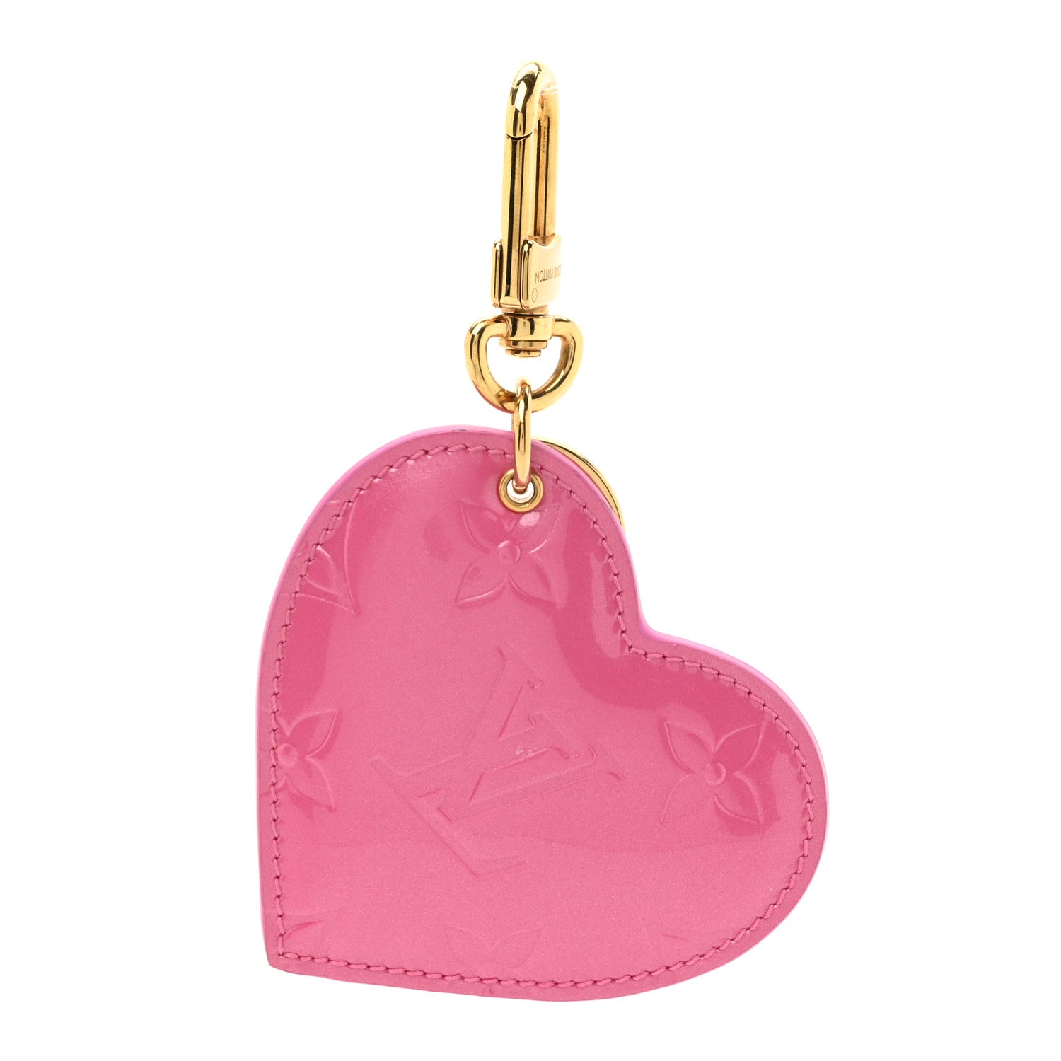 Louis Vuitton Vernis See Your Love Heart Key Holder Bag Charm Pink