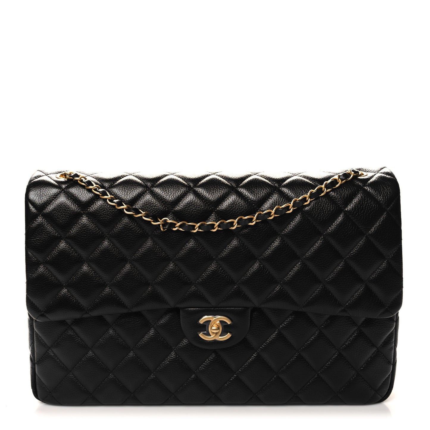 Caviar Quilted XXL Travel Flap Bag Black