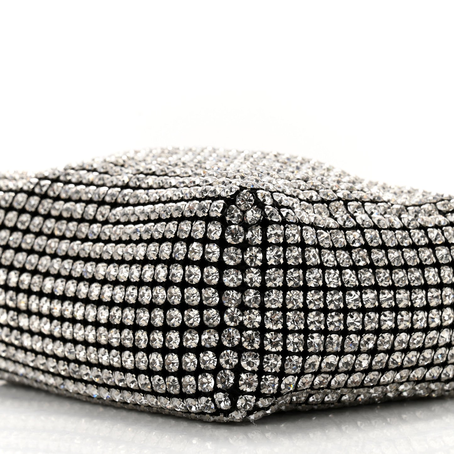 Mesh Crystal Rhinestone Mini Heiress Pouch Black Silver
