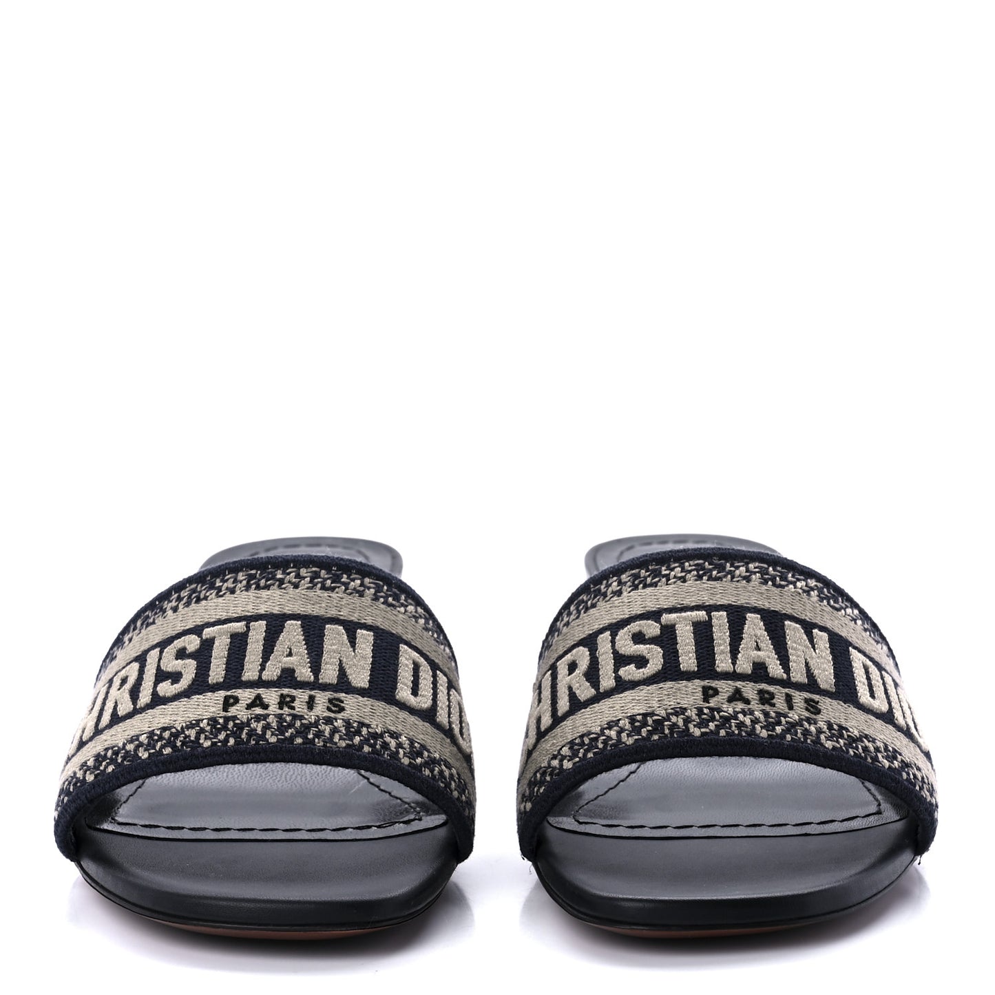 Cotton Embroidered Dway 40mm Slide Sandals 35.5 Deep Blue
