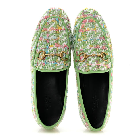 Tweed Multicolor Malaga Kid Horsebit Womens Jordaan Loafers 35.5 Green Multicolor