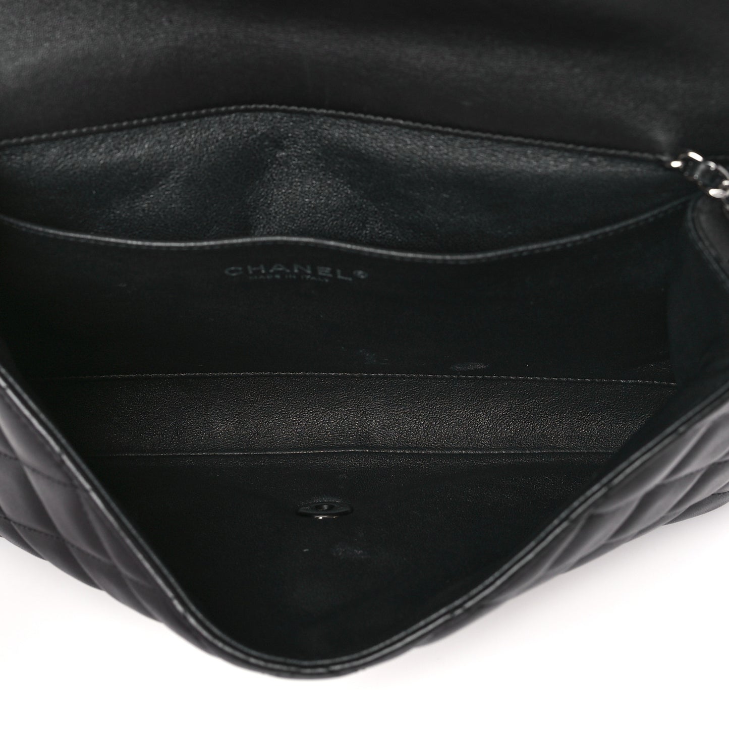 Lambskin Quilted Clutch with Chain Flap Black