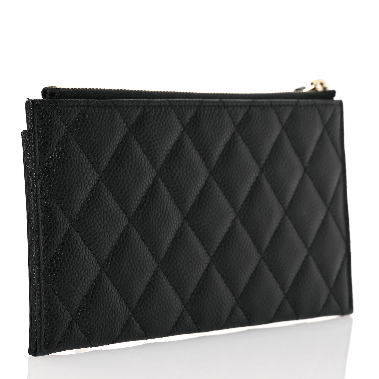 Caviar Quilted Filigree Zip Pouch Black