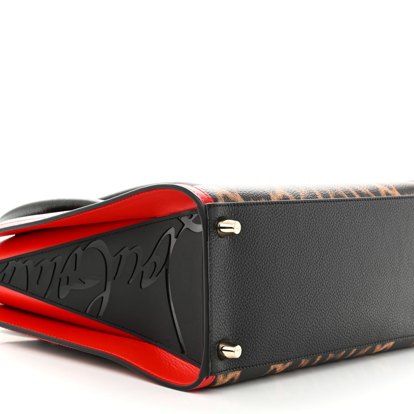 Calfskin Leopard Jacquard Spiked Medium Paloma Red Black