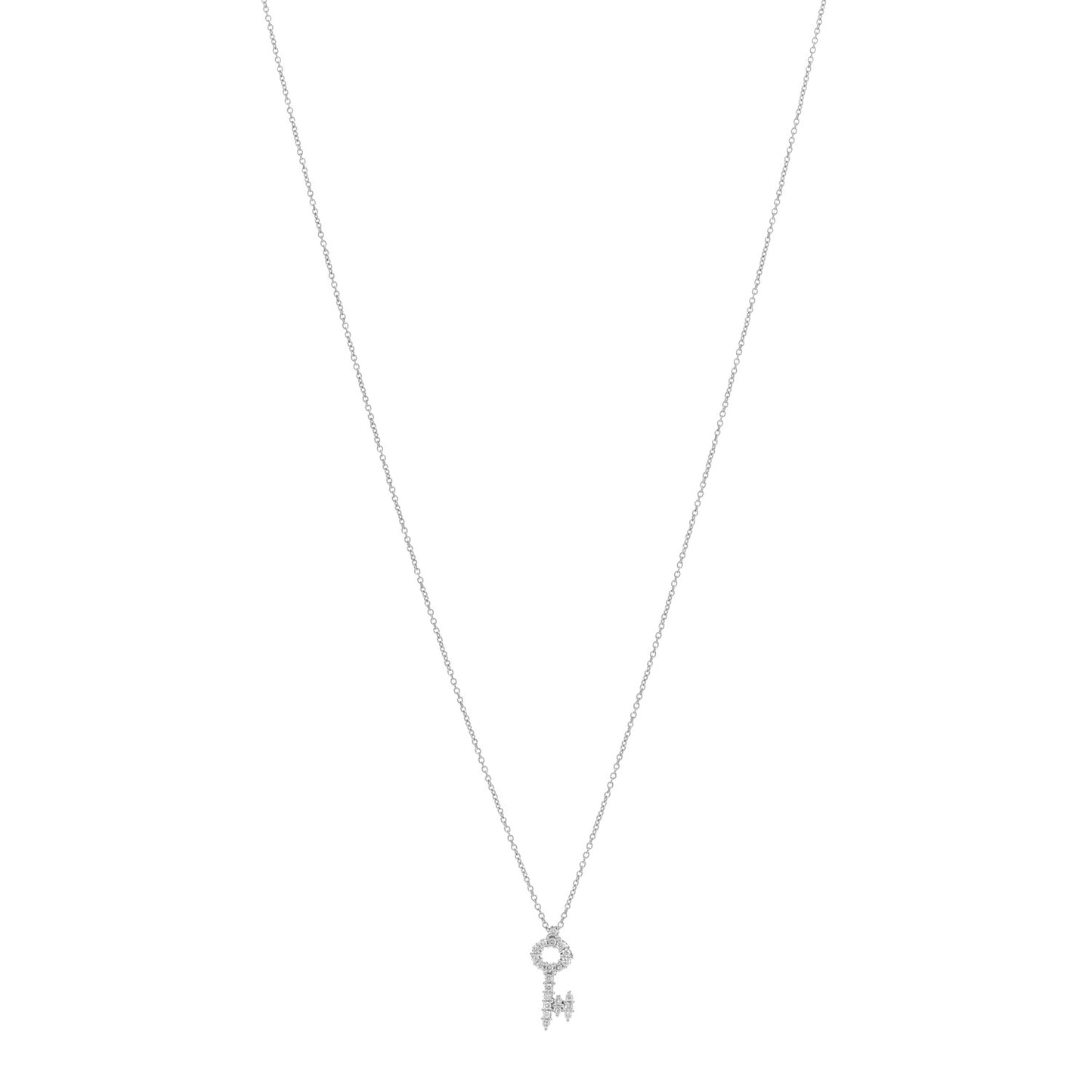 18K White Gold Diamond Tiny Treasures Baby Key Pendant Necklace