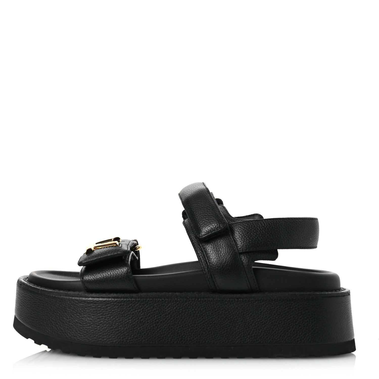 Louis Vuitton Lambskin Sunset Comfort Platform Sandals 36.5 Black