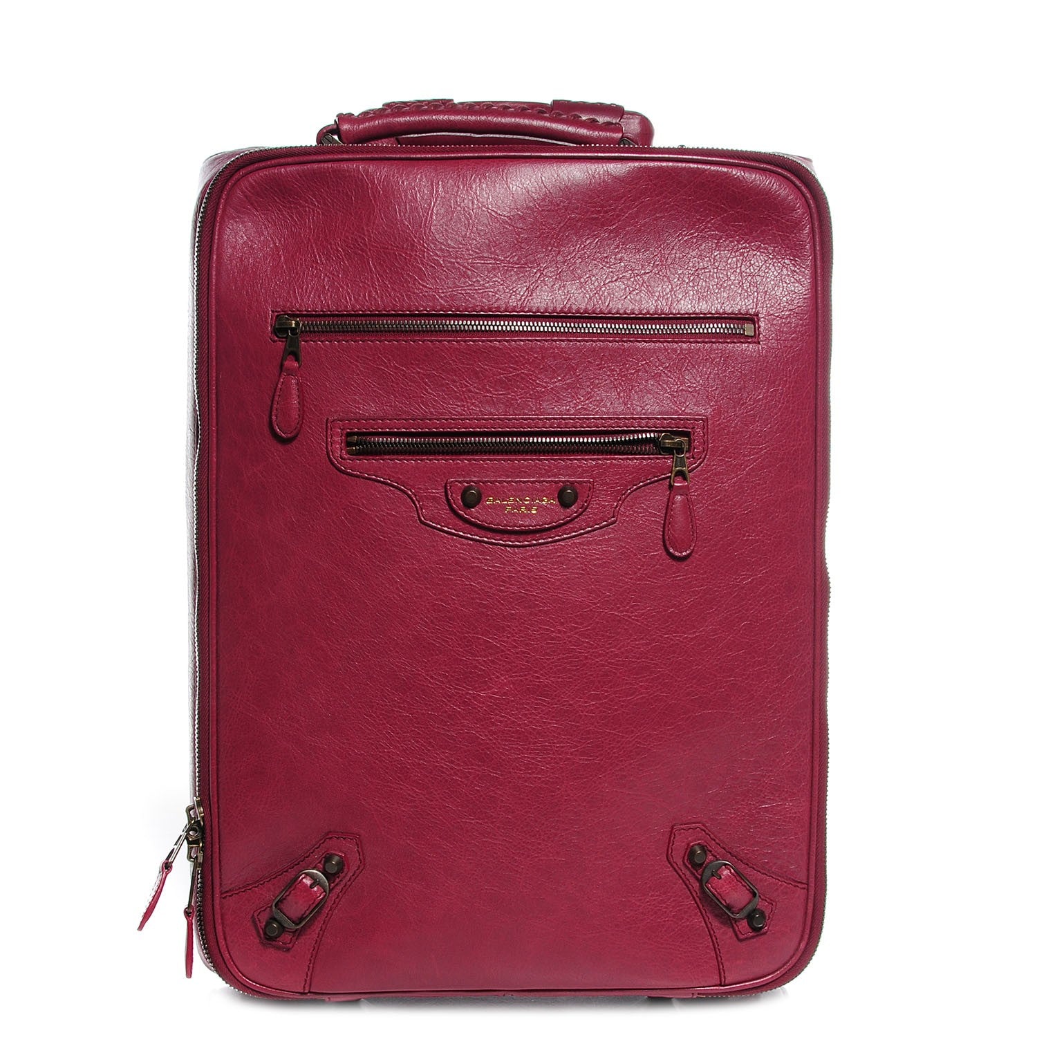 Balenciaga Agneau Classic Hardware Voyage Carry On Trolley Cassis