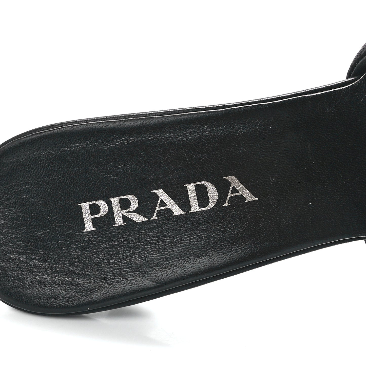 Nappa Soft Padded Metal Triangle Logo 65mm Slide Sandals 41 Black