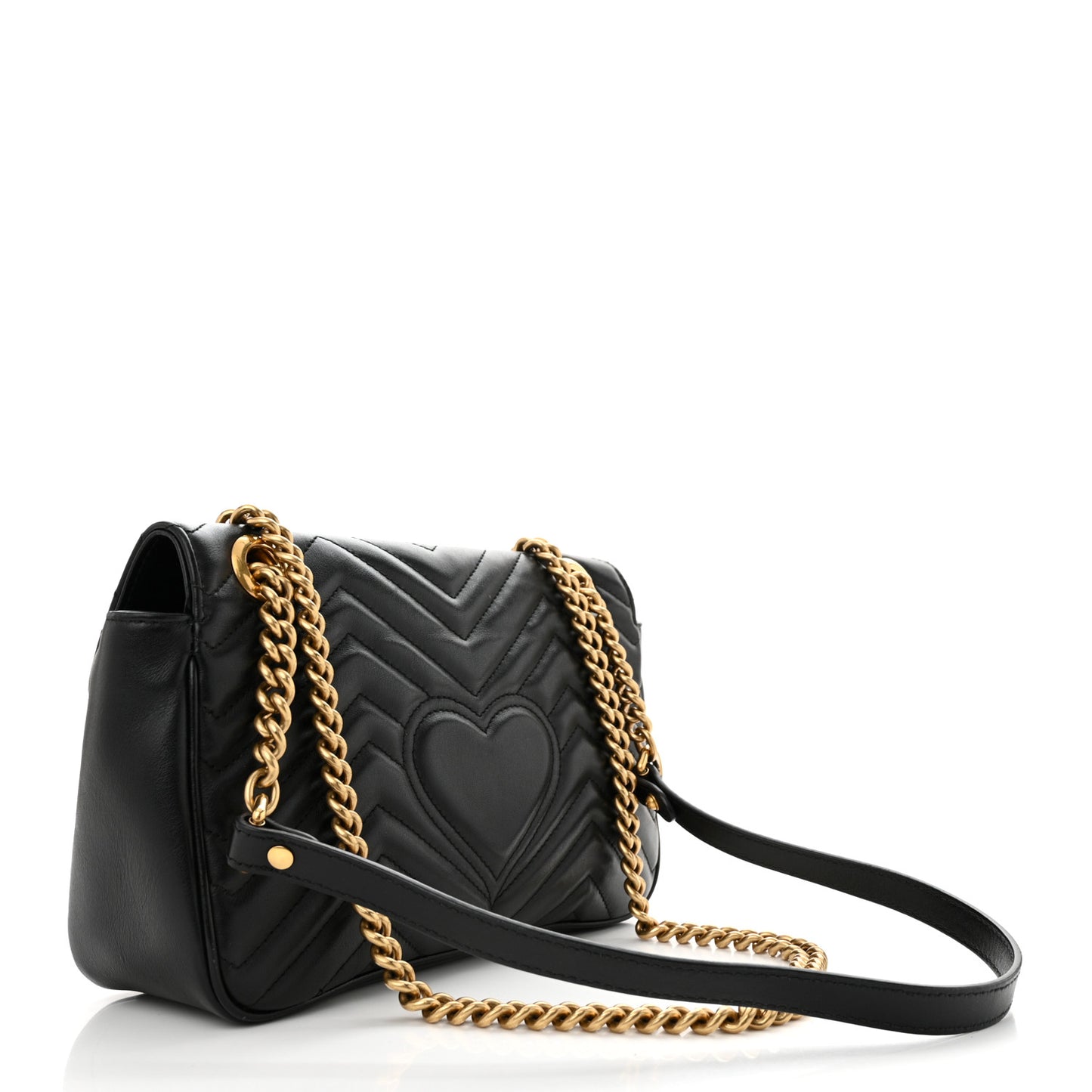 Calfskin Matelasse Small GG Marmont Shoulder Bag Black