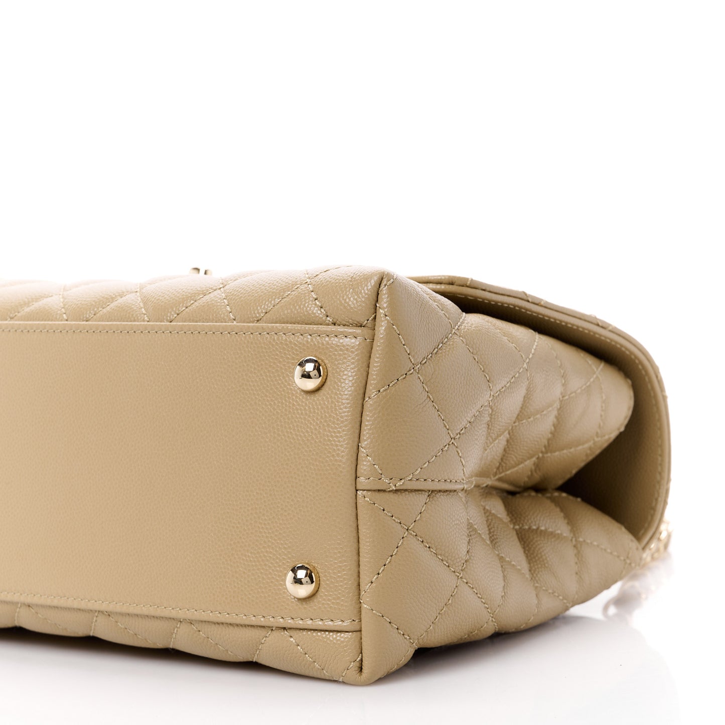 Caviar Lizard Embossed Quilted Small Coco Handle Flap Dark Beige