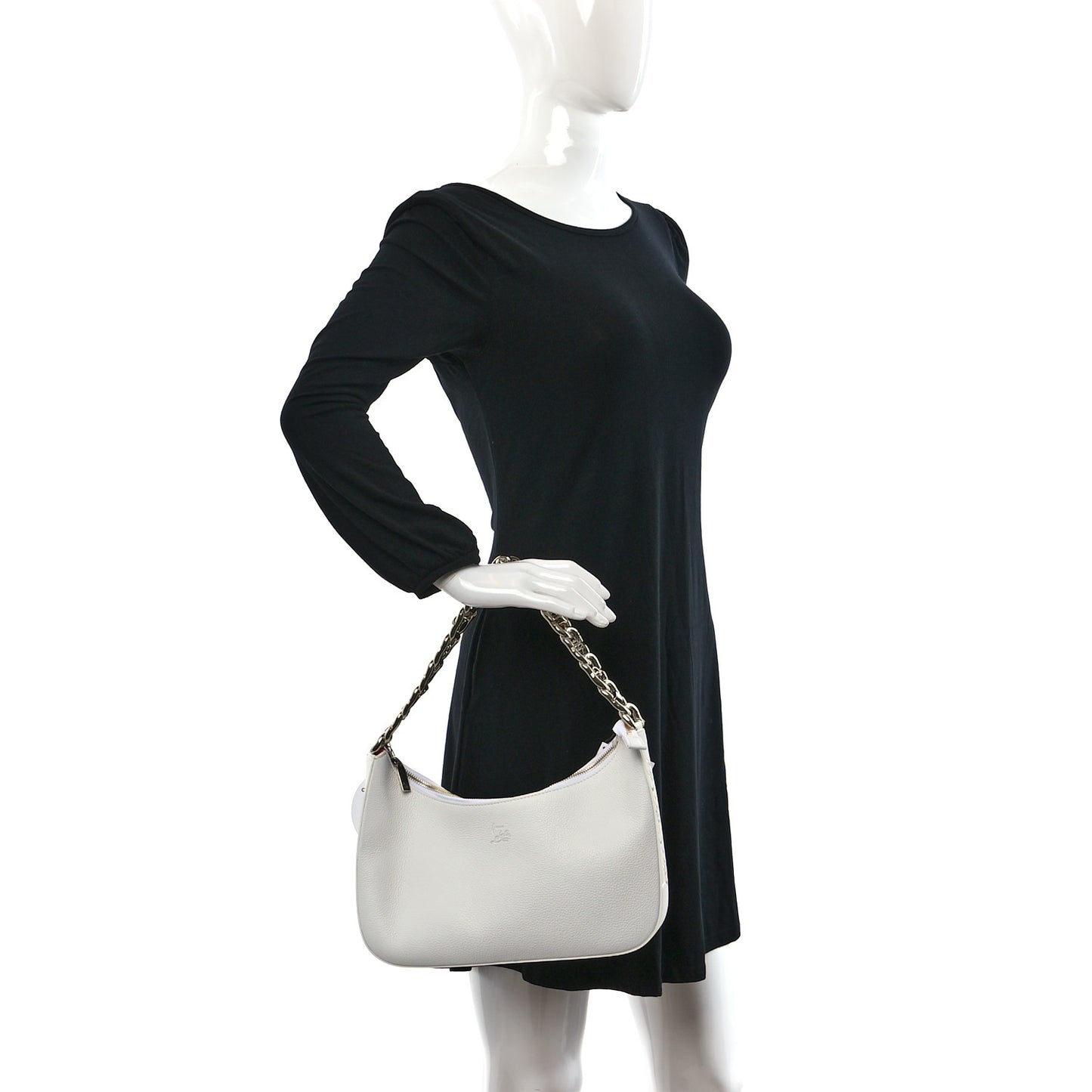 Calfskin Large Loubila Chain Shoulder Bag White