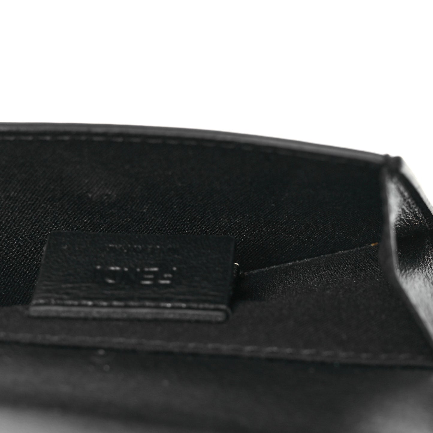 Vitello King Tamponato Logo Embossed Fold Over Card Holder Wallet Black