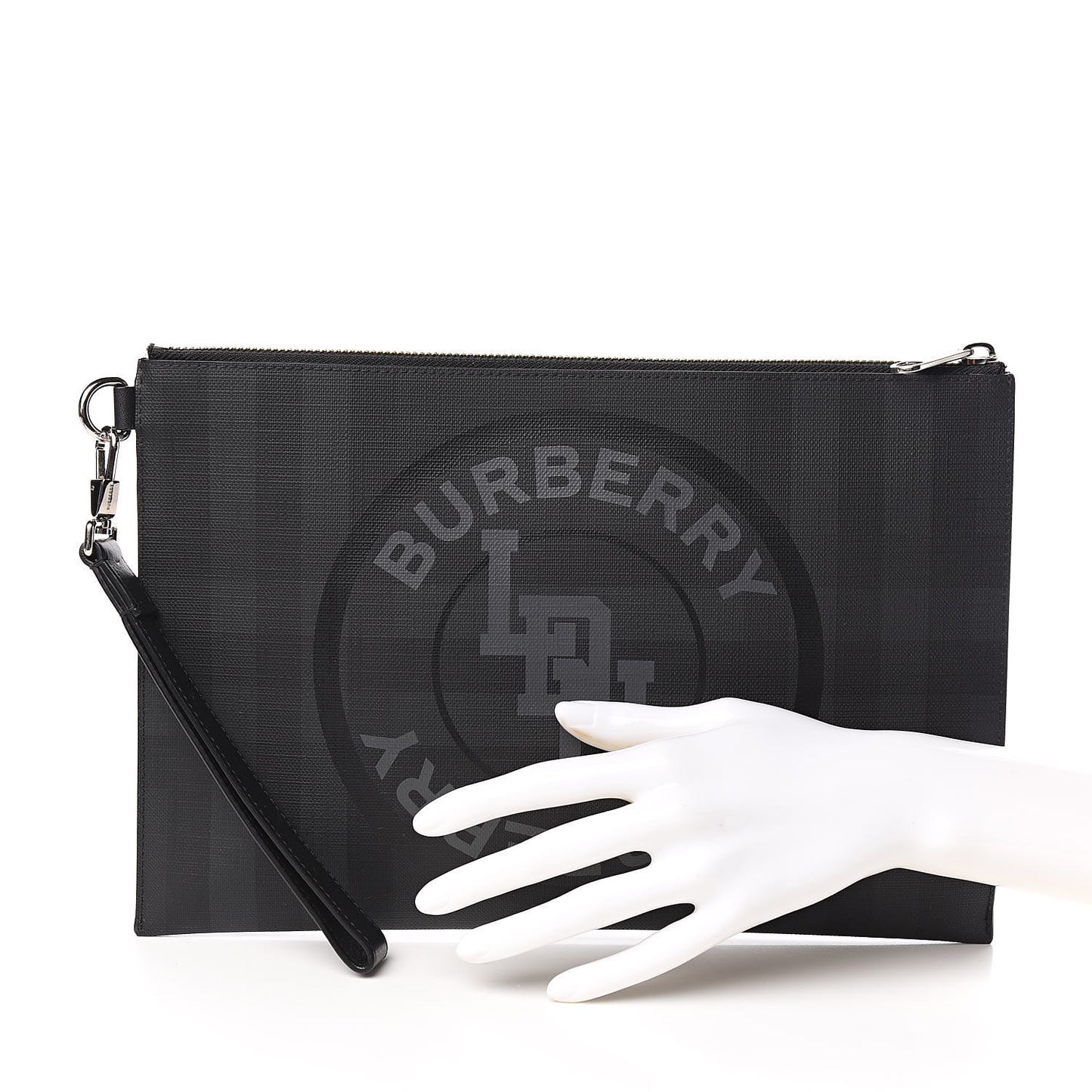 London Check Edin Zip Pouch Charcoal Grey