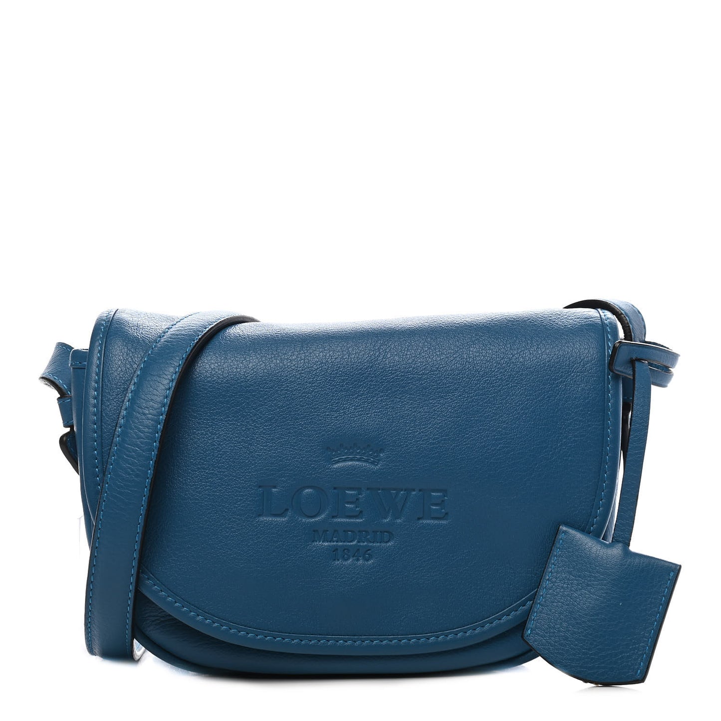 Calfskin Heritage Crossbody Bag Blue