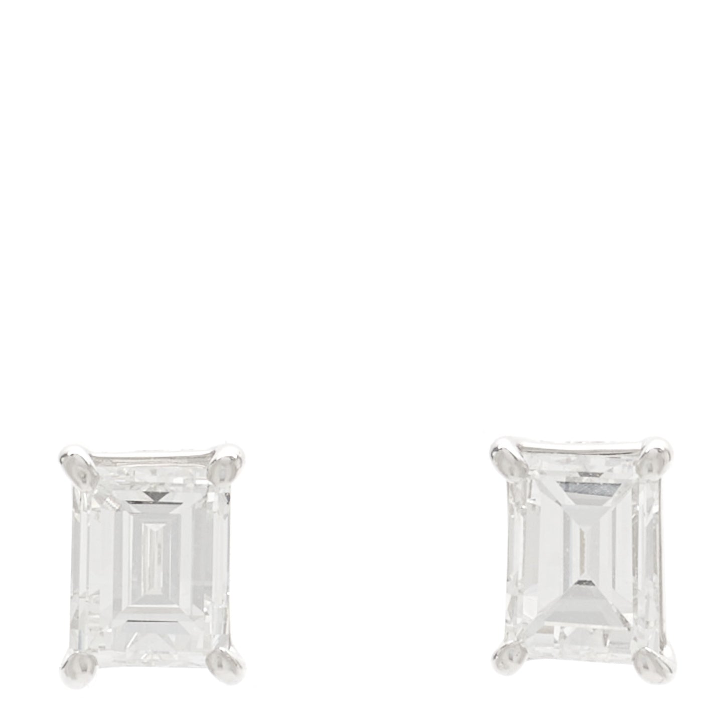 Platinum Diamond .63ct Emerald Cut Solitaire Earrings