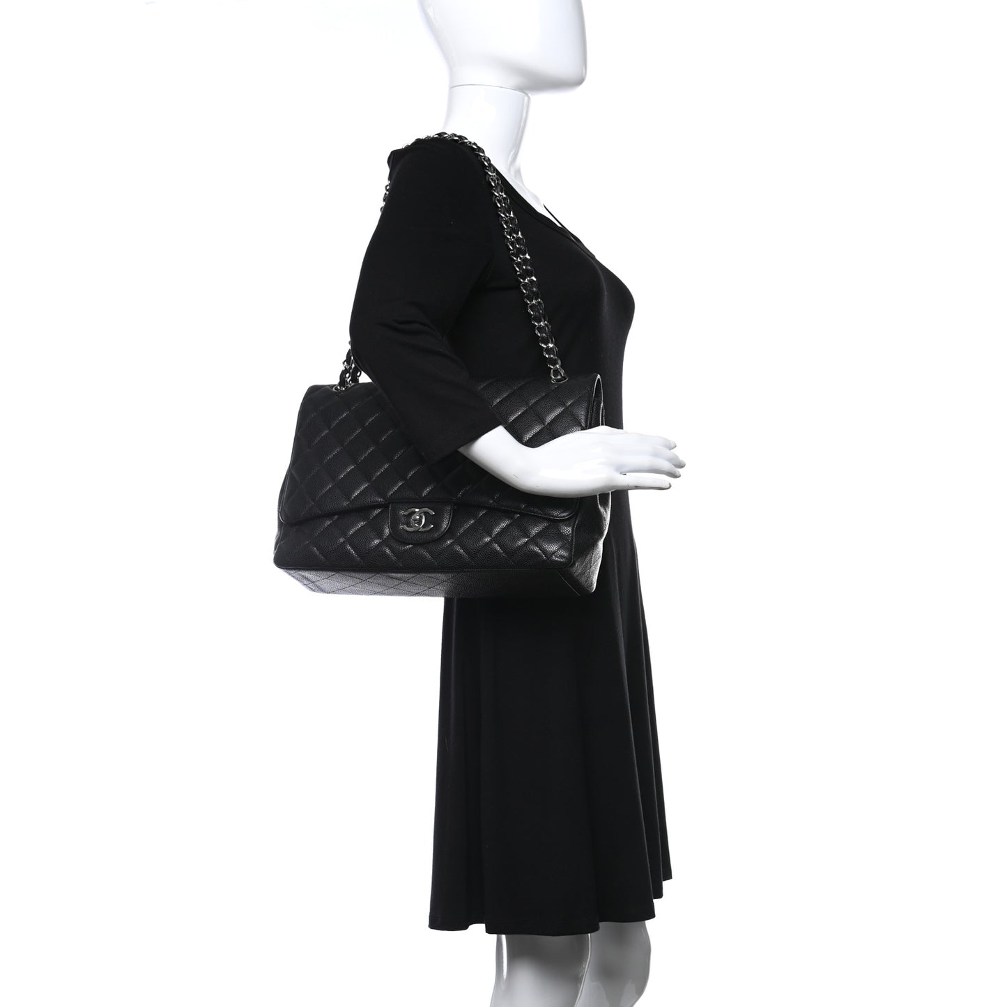 Caviar Quilted Maxi Double Flap Black