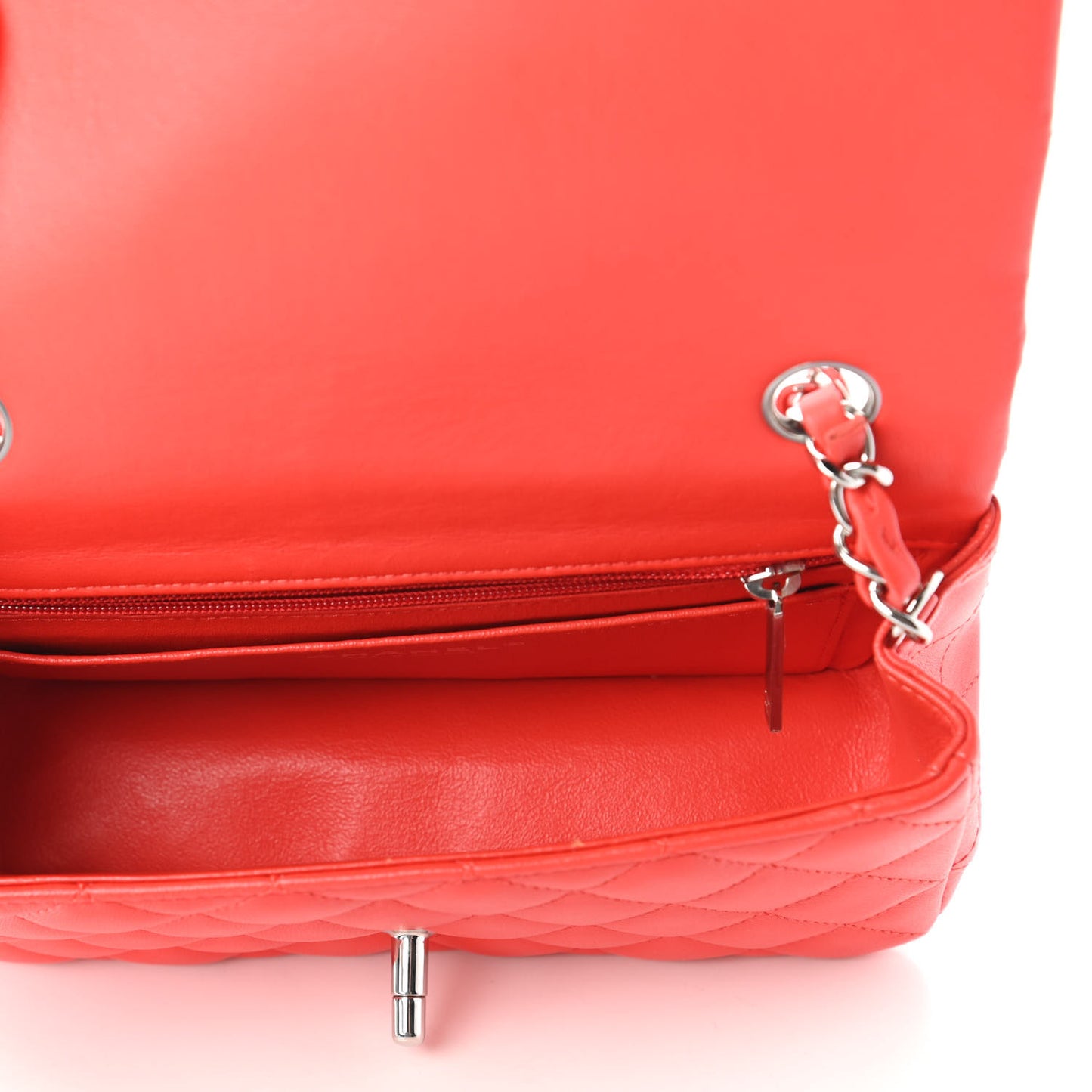 Lambskin Quilted Mini Rectangular Flap Red