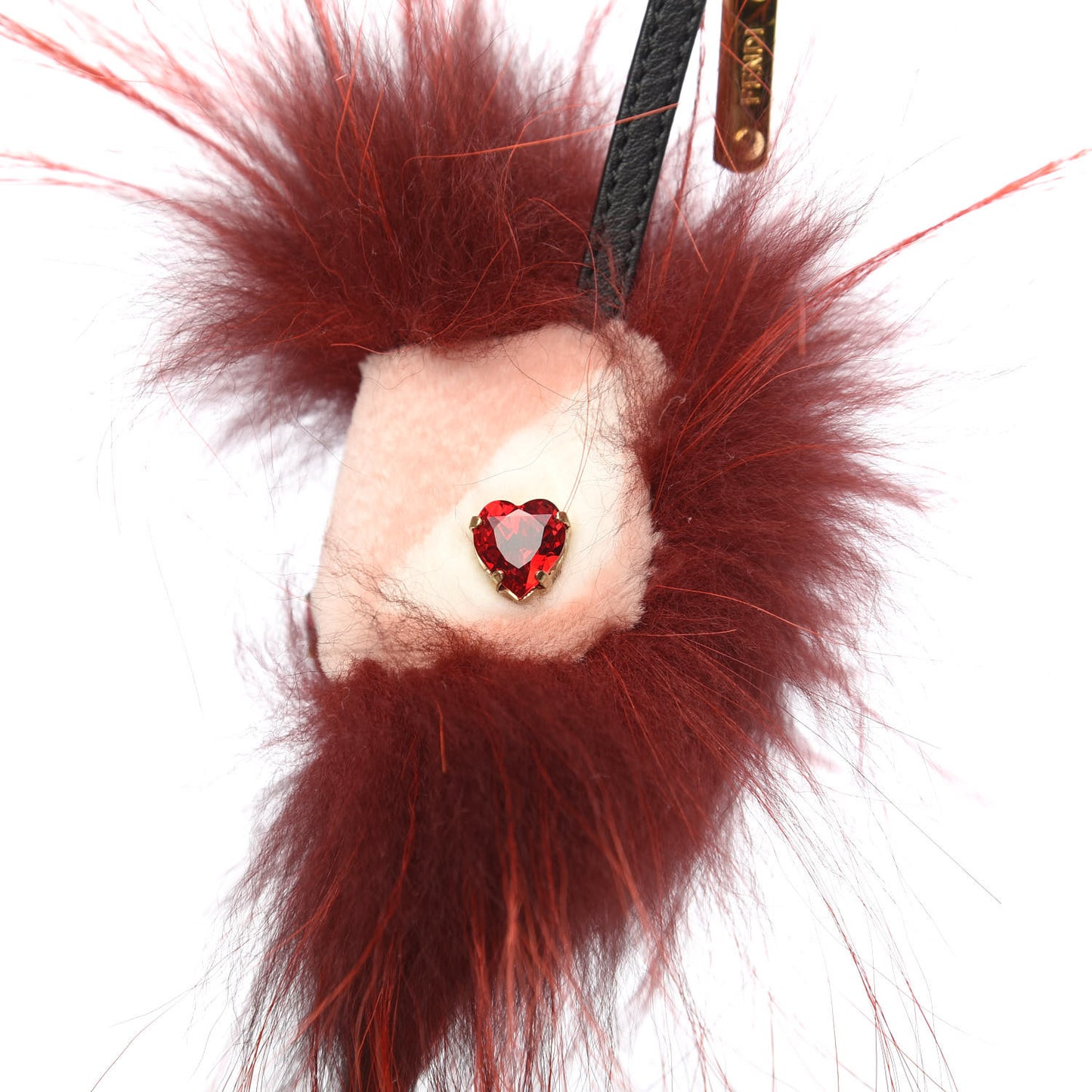 Rabbit Mink Fox Fur Hearty Monster Bag Bug Charm Red Pink