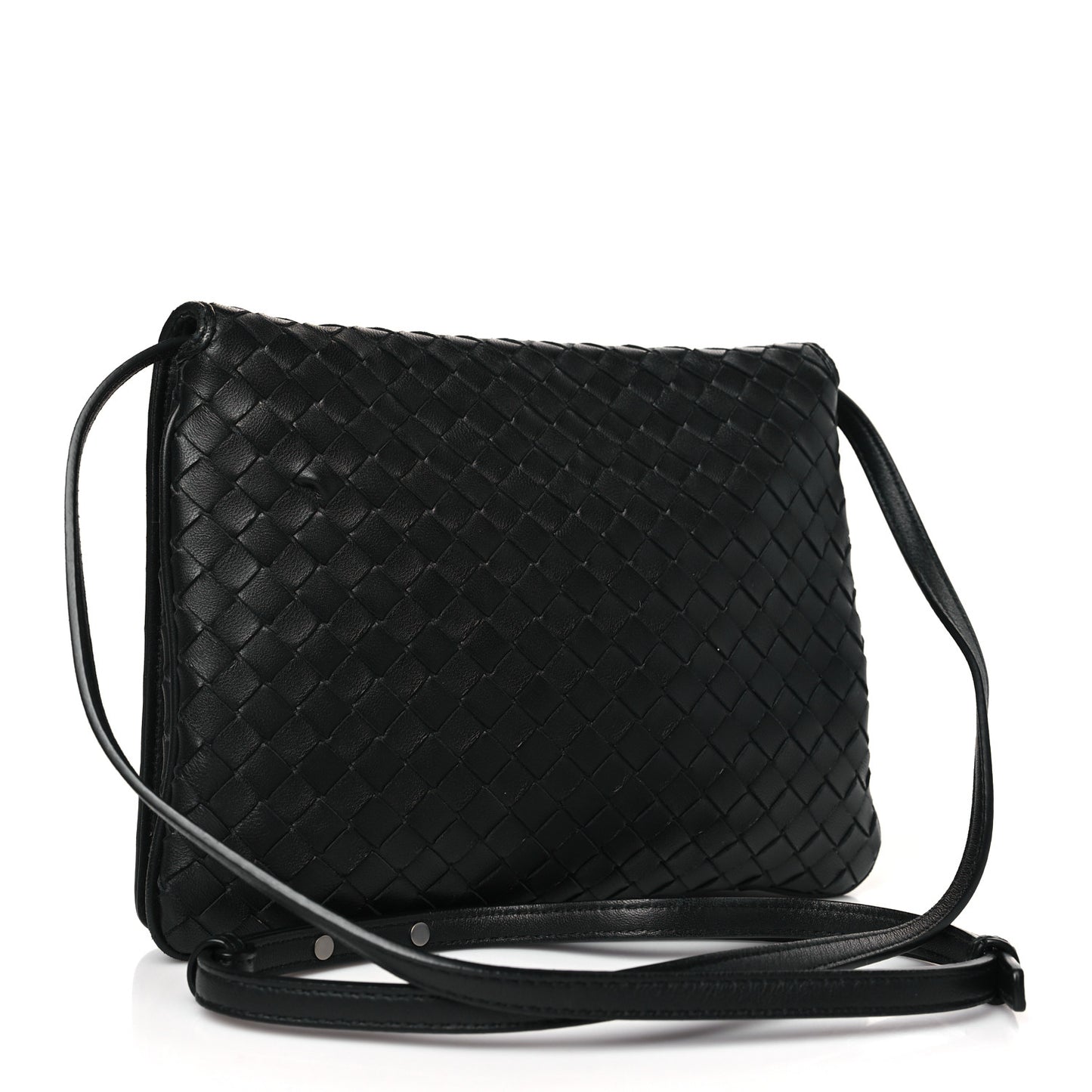 Nappa Mini Intrecciato Flap Crossbody Bag Black