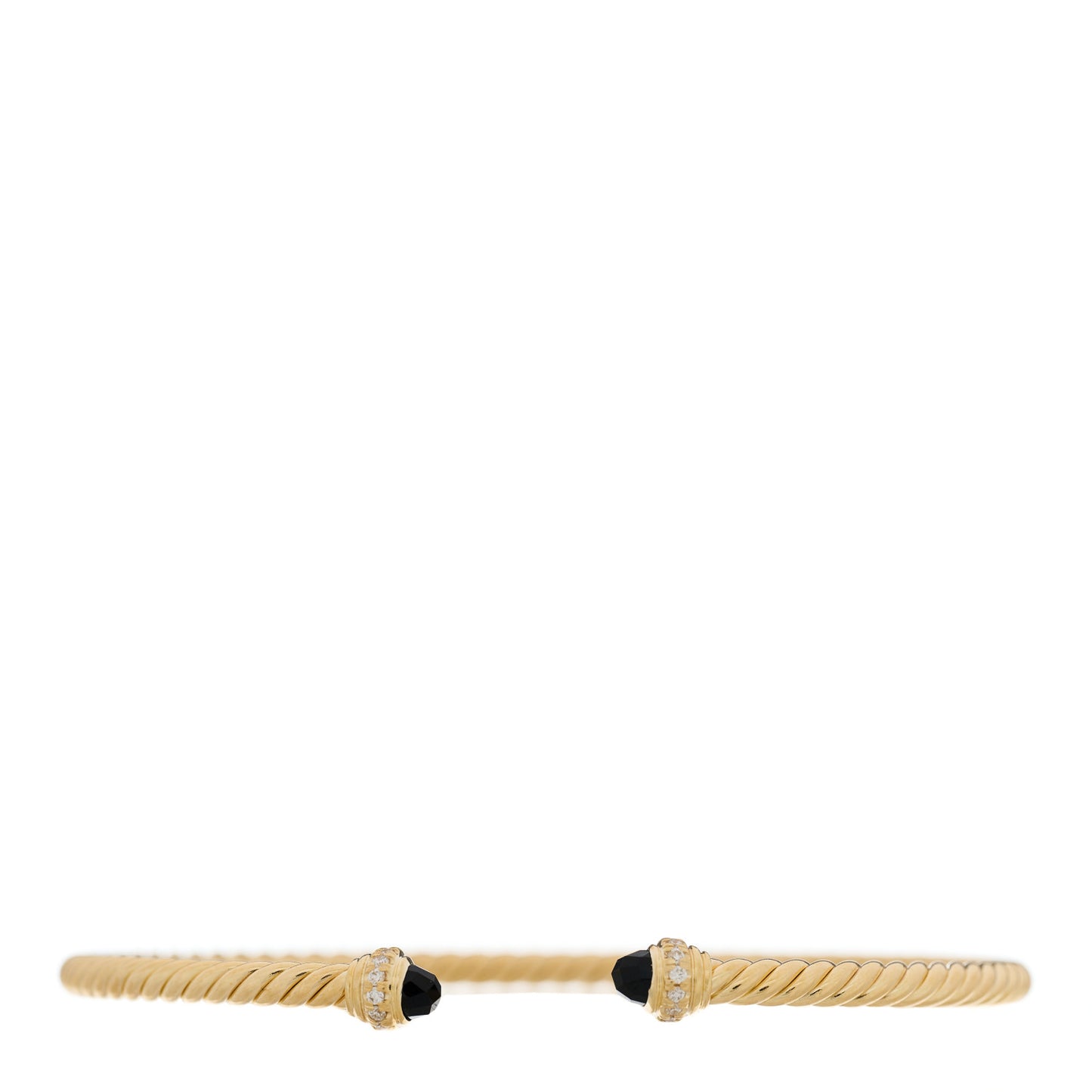 18K Yellow Gold Diamond Black Onyx 3mm Cablespira Bracelet