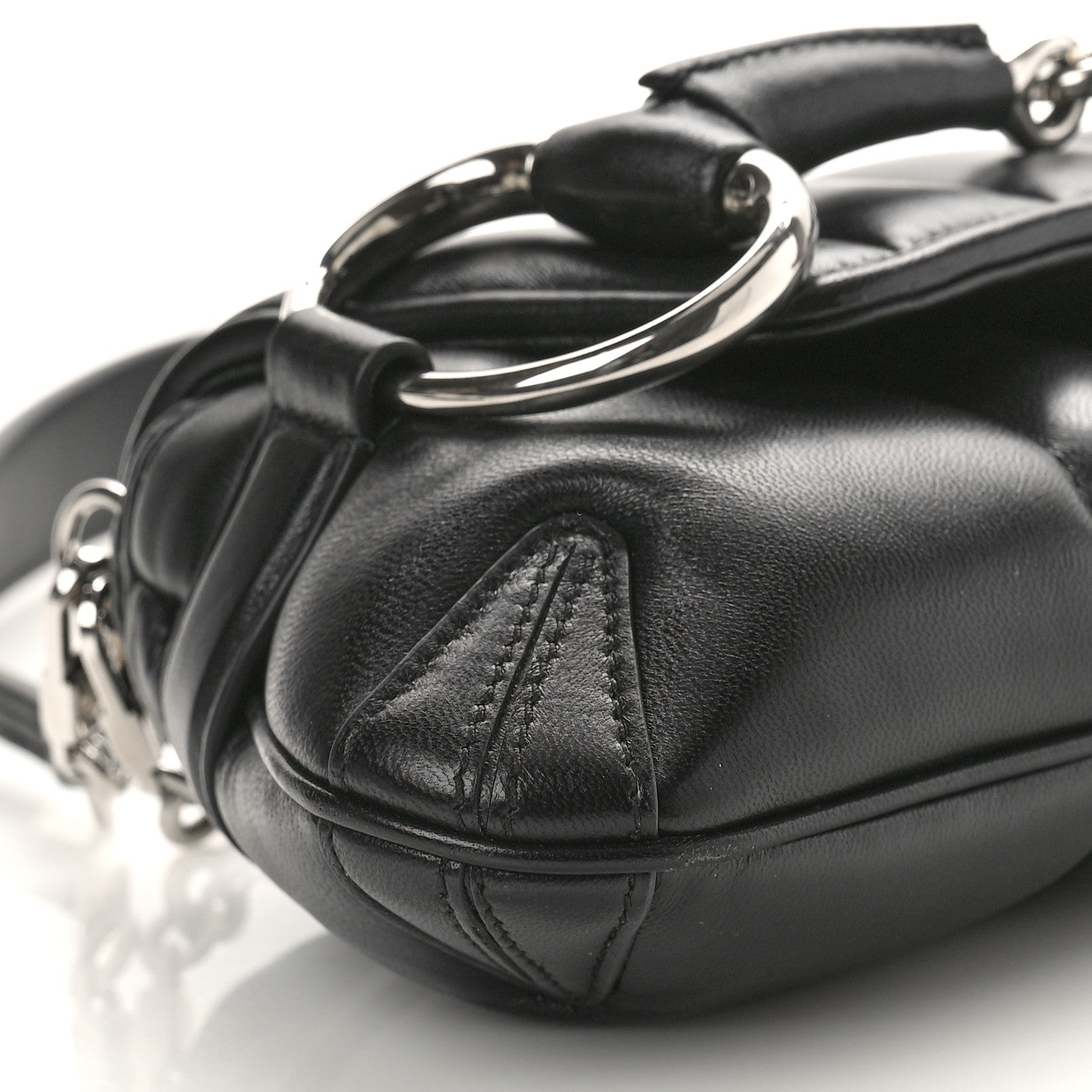 Gucci Nappa Vertical Matelasse Small Maxi Horsebit Chain Shoulder Bag Black 8 of 10