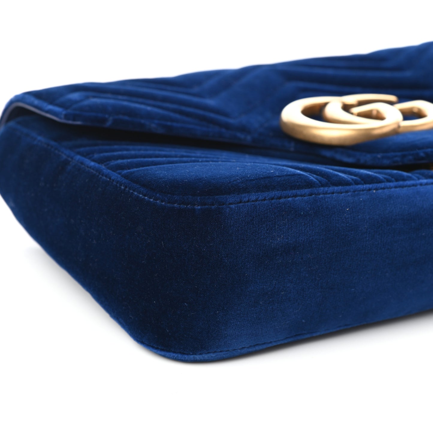 Velvet Matelasse Medium GG Marmont Shoulder Bag Cobalt Blue