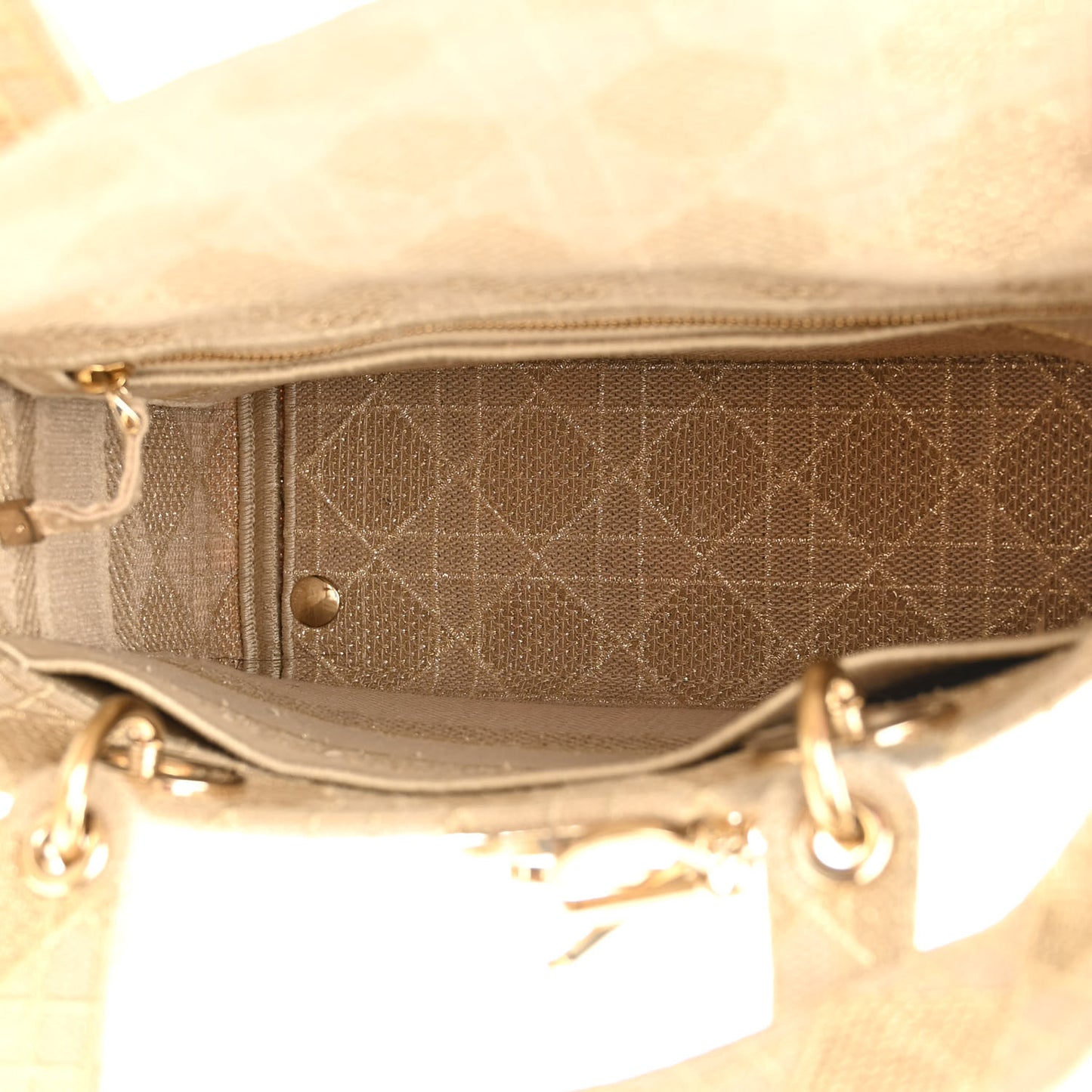 Canvas Embroidered Cannage Medium Lady D-Lite Beige