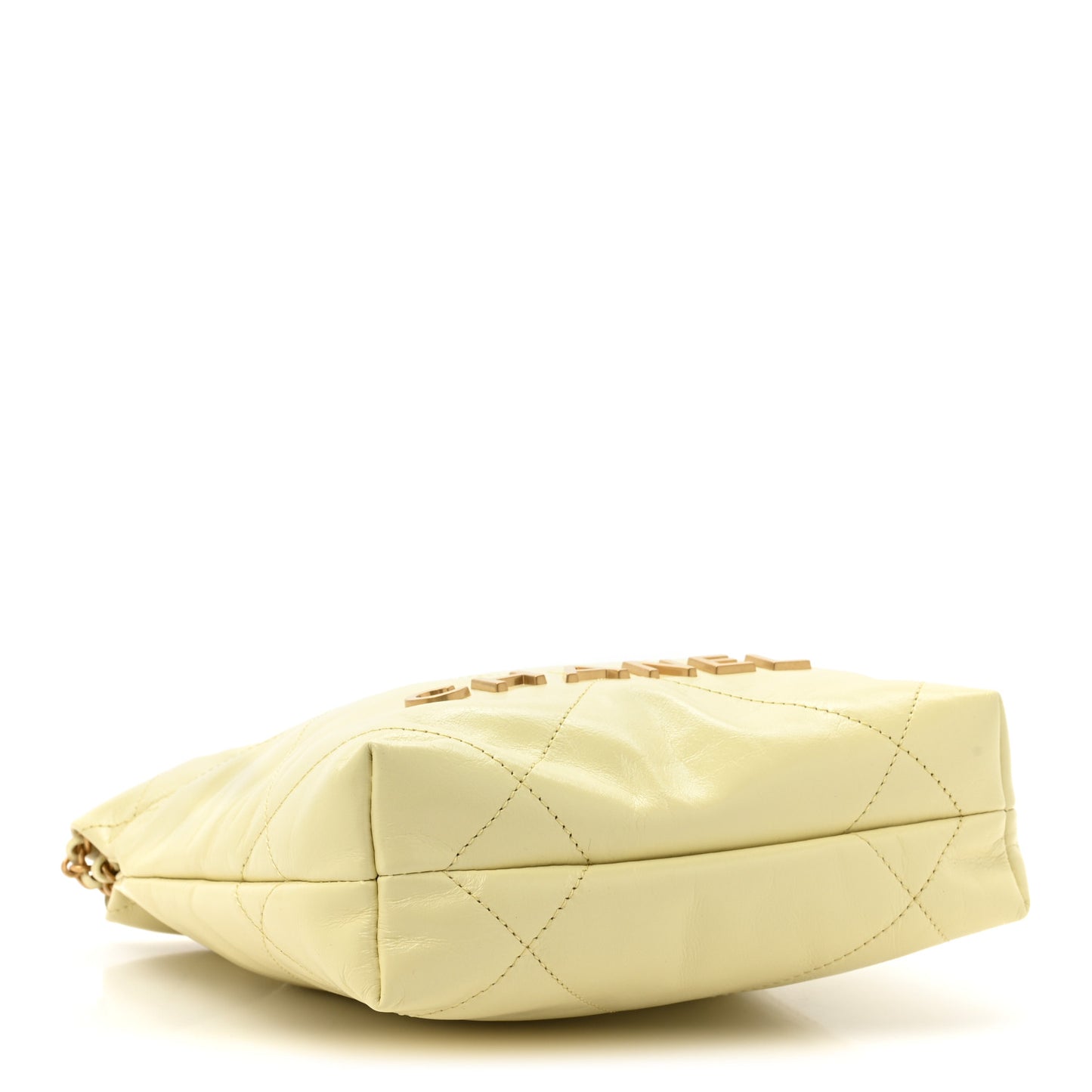 Shiny Calfskin Quilted Mini Chanel 22 Light Yellow