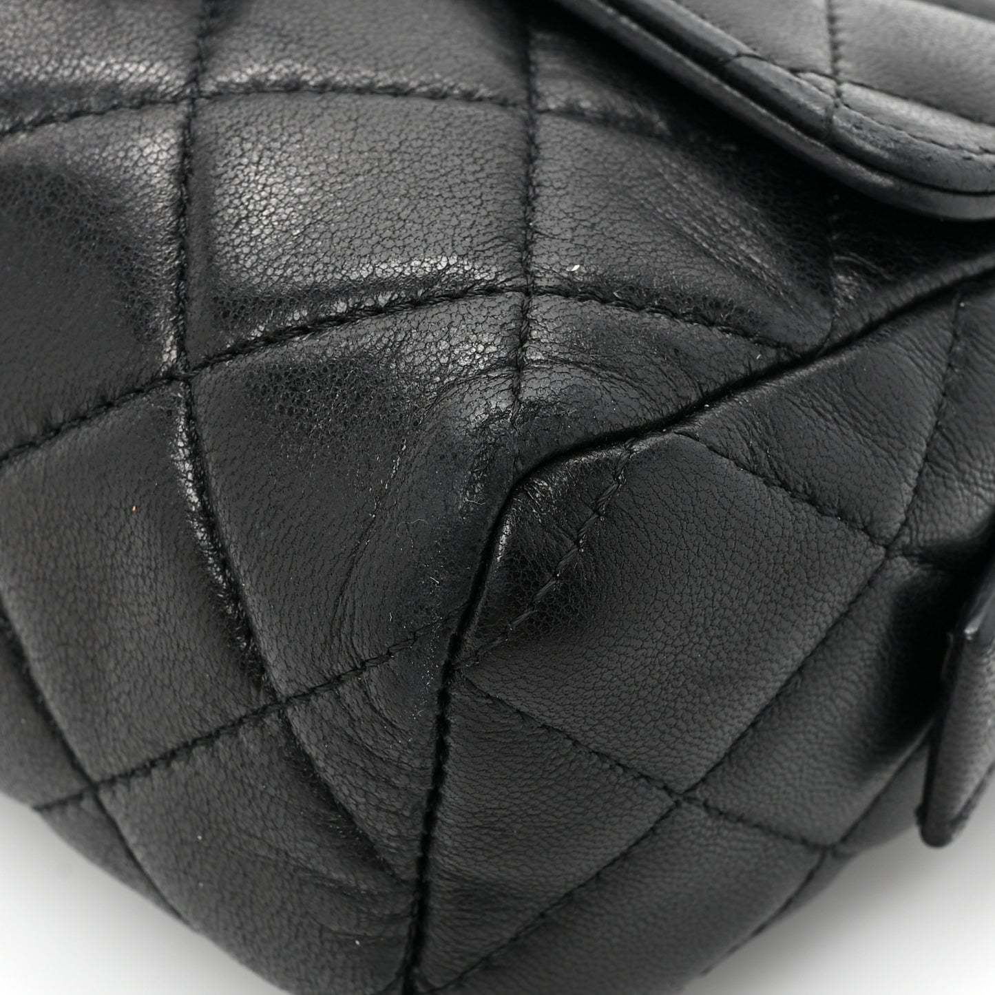 Lambskin Quilted Flap Cosmetic Case Black