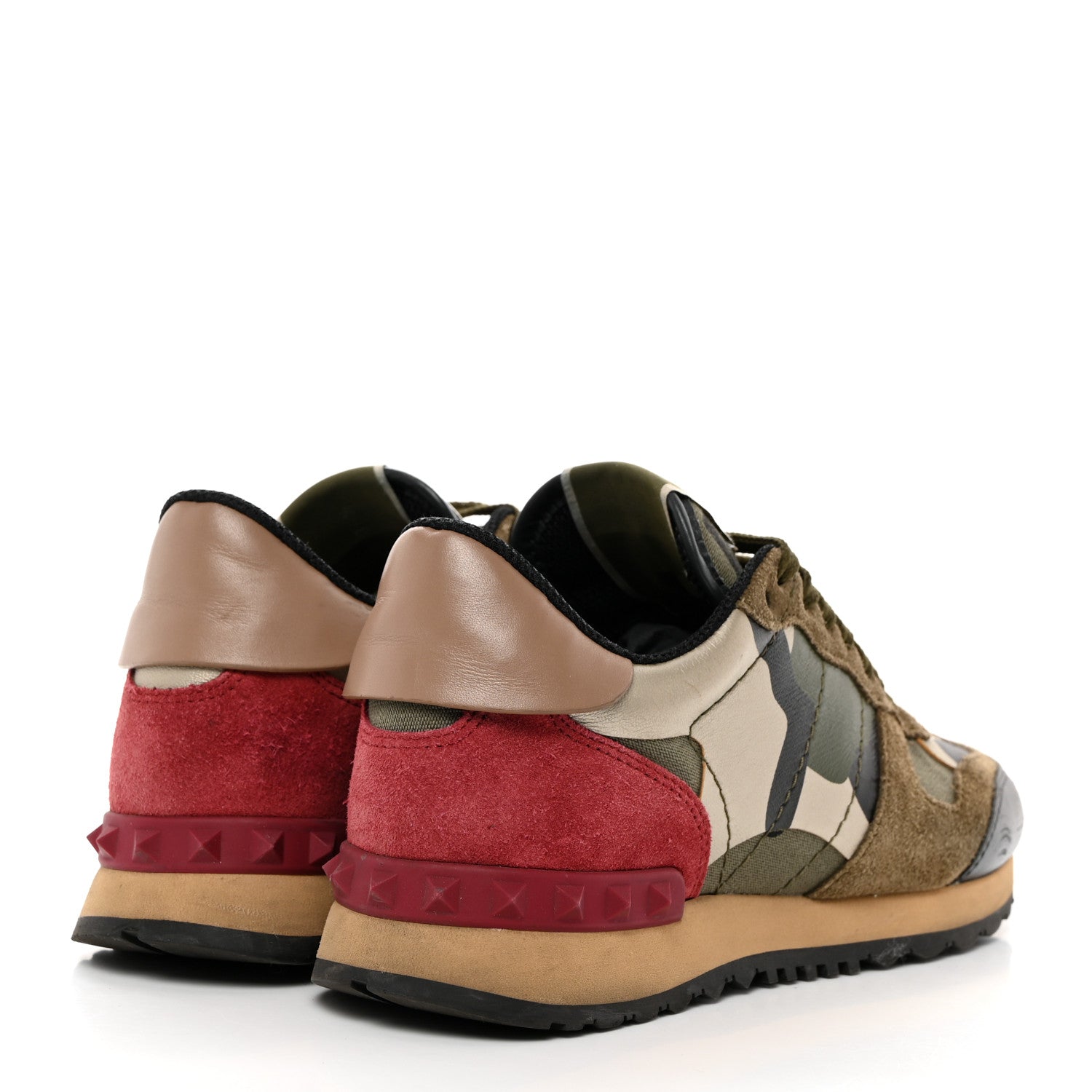 Valentino Garavani Nappa Fabric Suede Camouflage Womens Rockrunner Sneakers 36.5 Army Green Platino 5 of 9