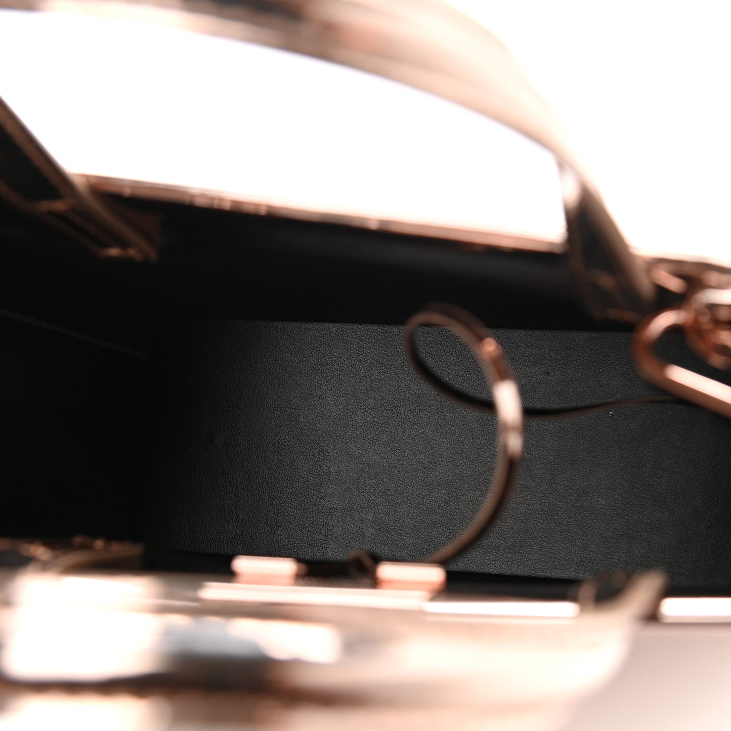 Metallic Patent Mini Box Bag Rose Gold