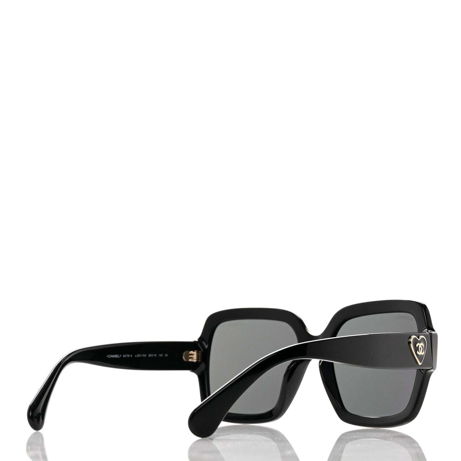 Chanel Acetate Square Heart Sunglasses 5479-A Black 3 of 8
