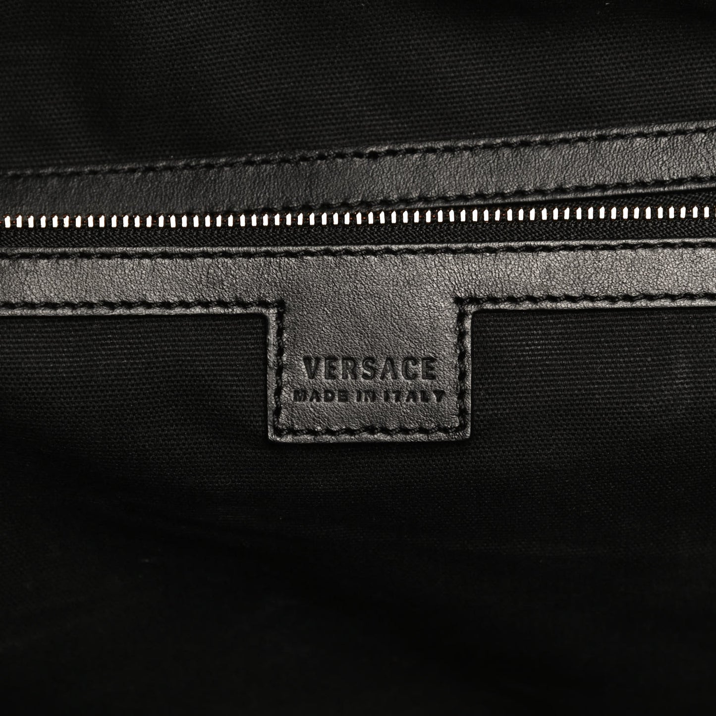 Grained Calfskin Baroque Print Medusa Tote Black