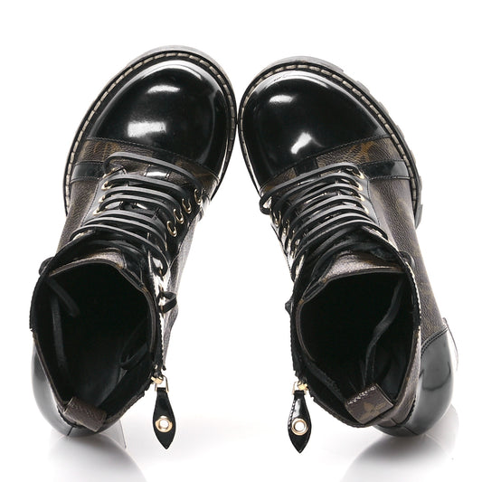 Patent Calfskin Monogram Star Trail Ankle Boots 39 Black