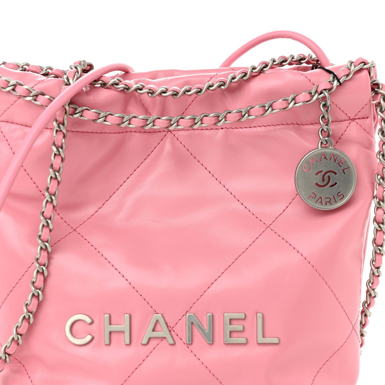 Chanel Shiny Calfskin Quilted Mini Chanel 22 Pink 8 of 10