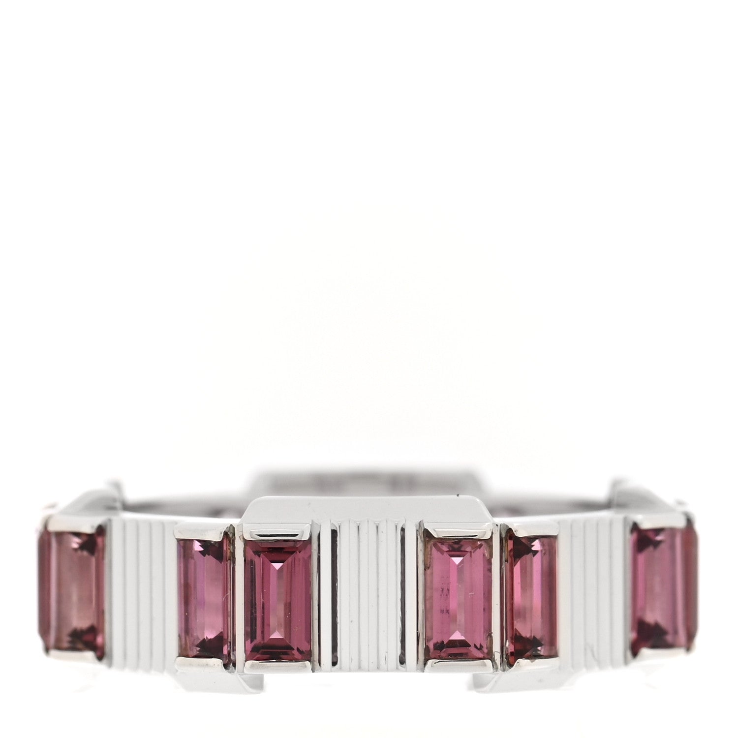 Gucci 18K White Gold Rubellite 7mm Link to Love Ring 51 5.75 3 of 5