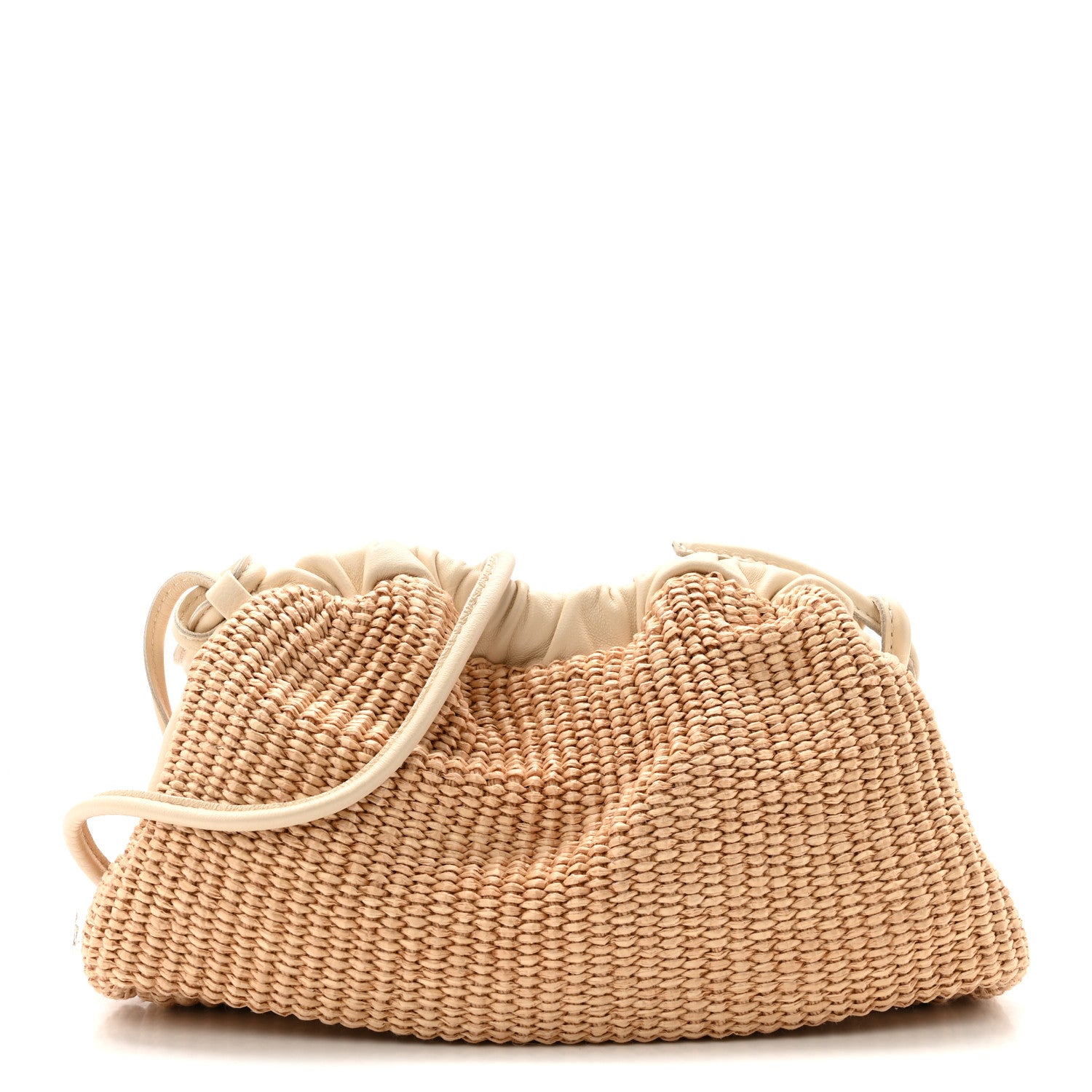 Mansur Gavriel Raffia Lambskin Woven Mini Cloud Clutch Natural