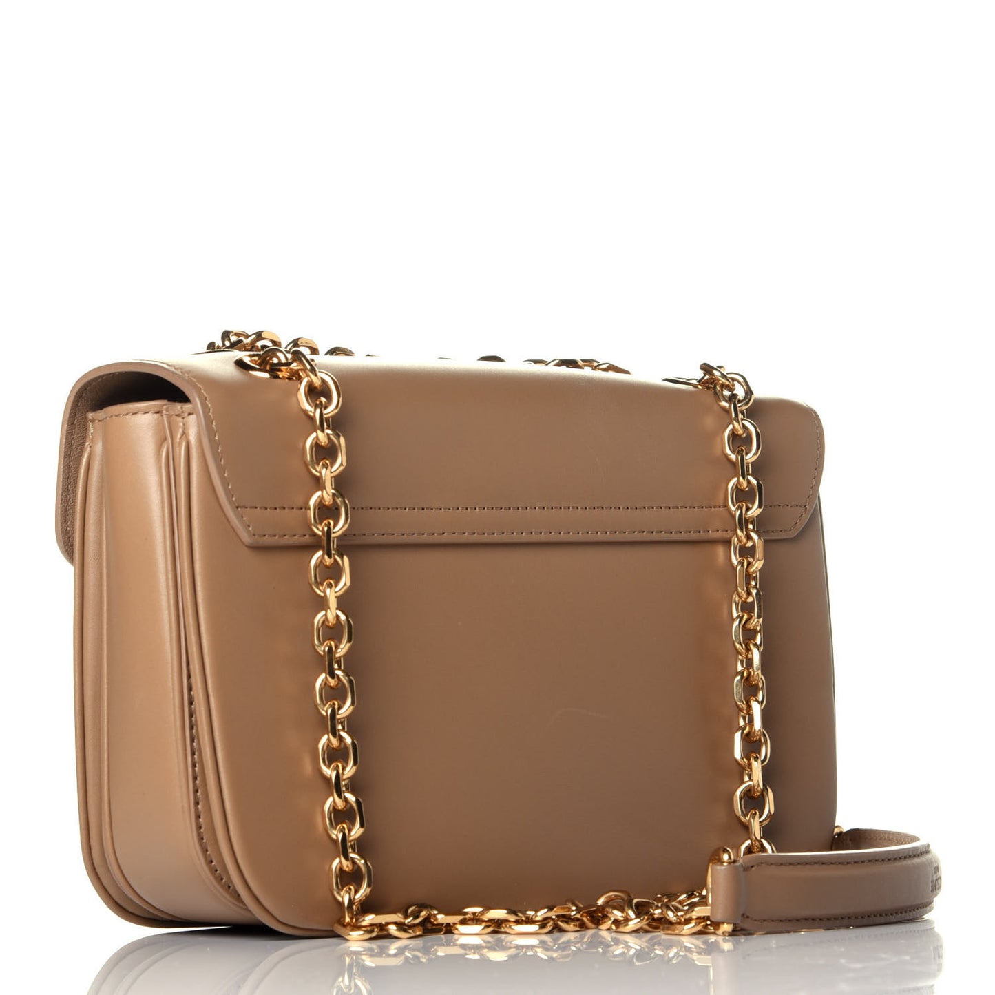 Shiny Calfskin Medium C Bag Light Camel