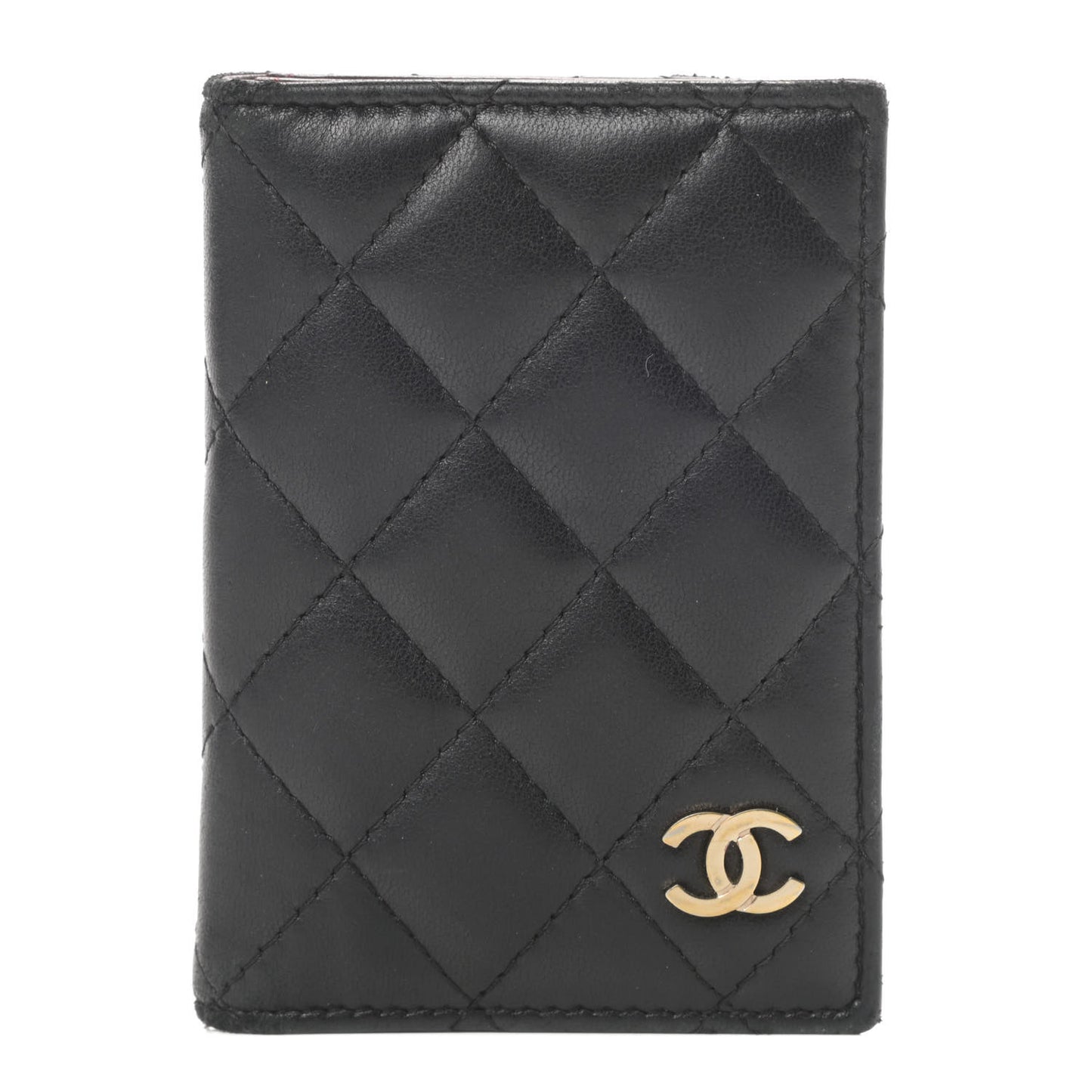 Lambskin Quilted Card Holder Wallet Black
