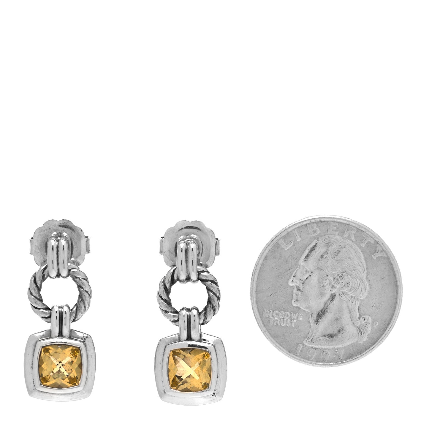 Sterling Silver Lemon Citrine 7mm Renaissance Drop Earrings