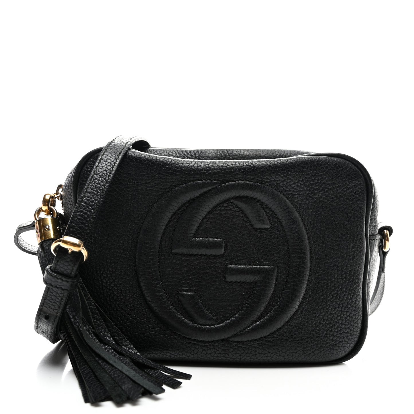 Pebbled Calfskin Small Soho Disco Bag Black